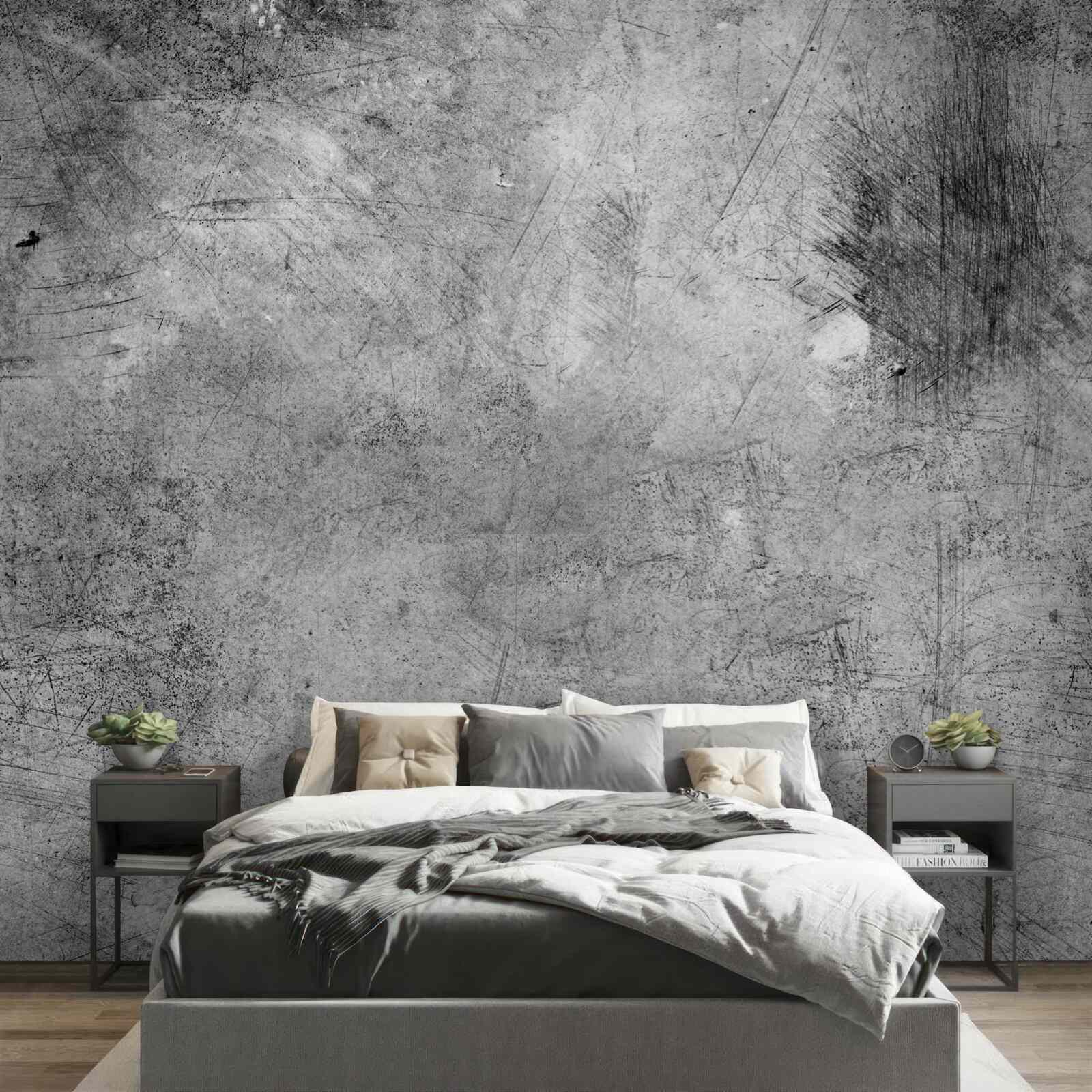 Фотошпалери сіра стіна з подряпинами крупним планом