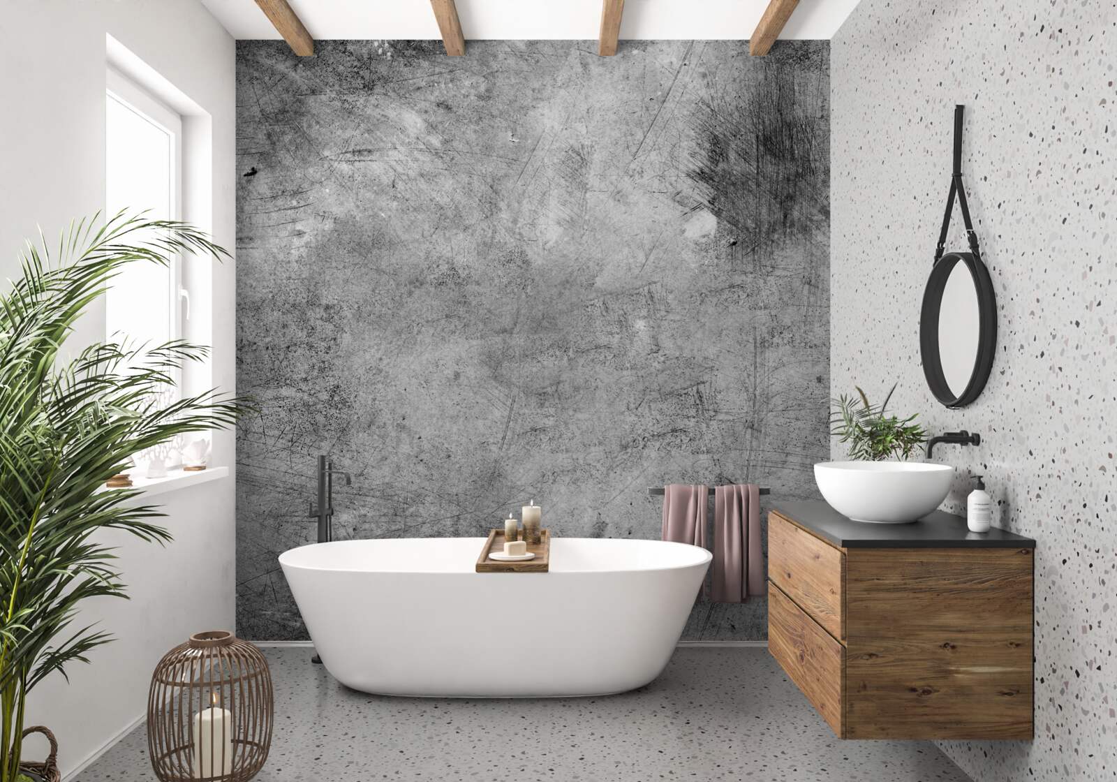 Фотошпалери сіра стіна з подряпинами крупним планом