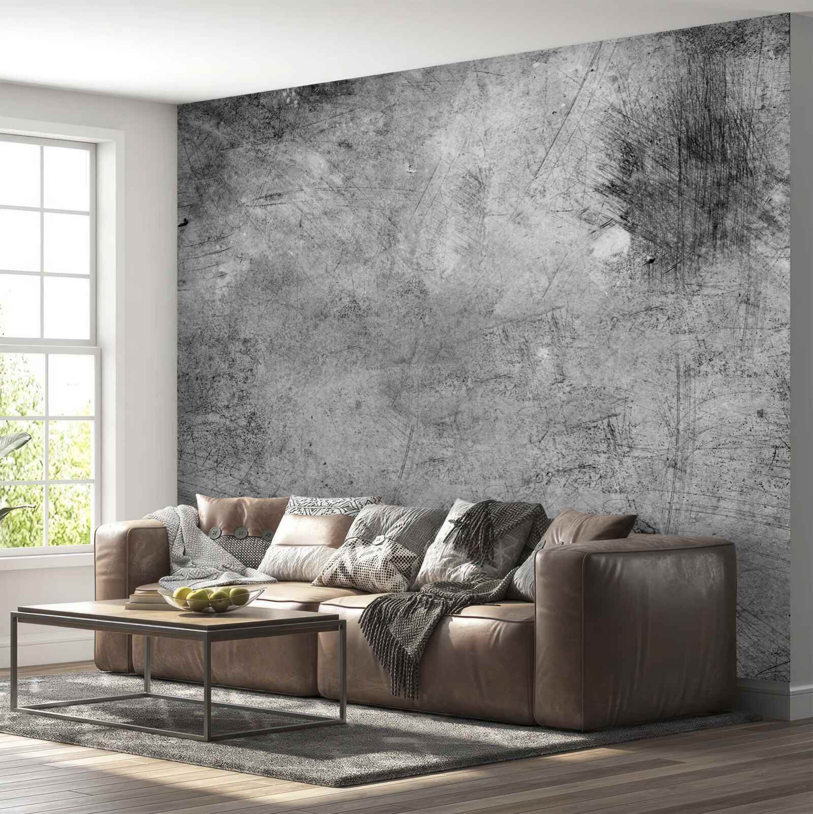 Фотошпалери сіра стіна з подряпинами крупним планом