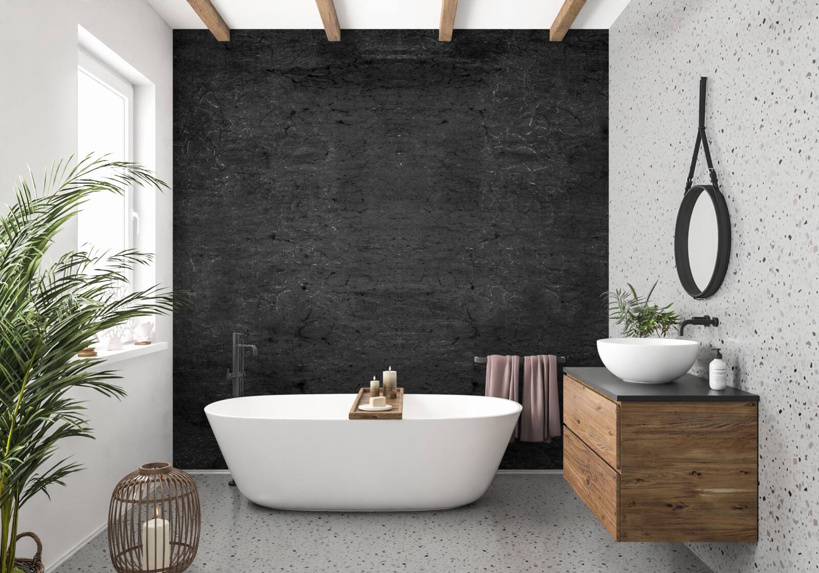 Фотошпалери темна цементна стіна