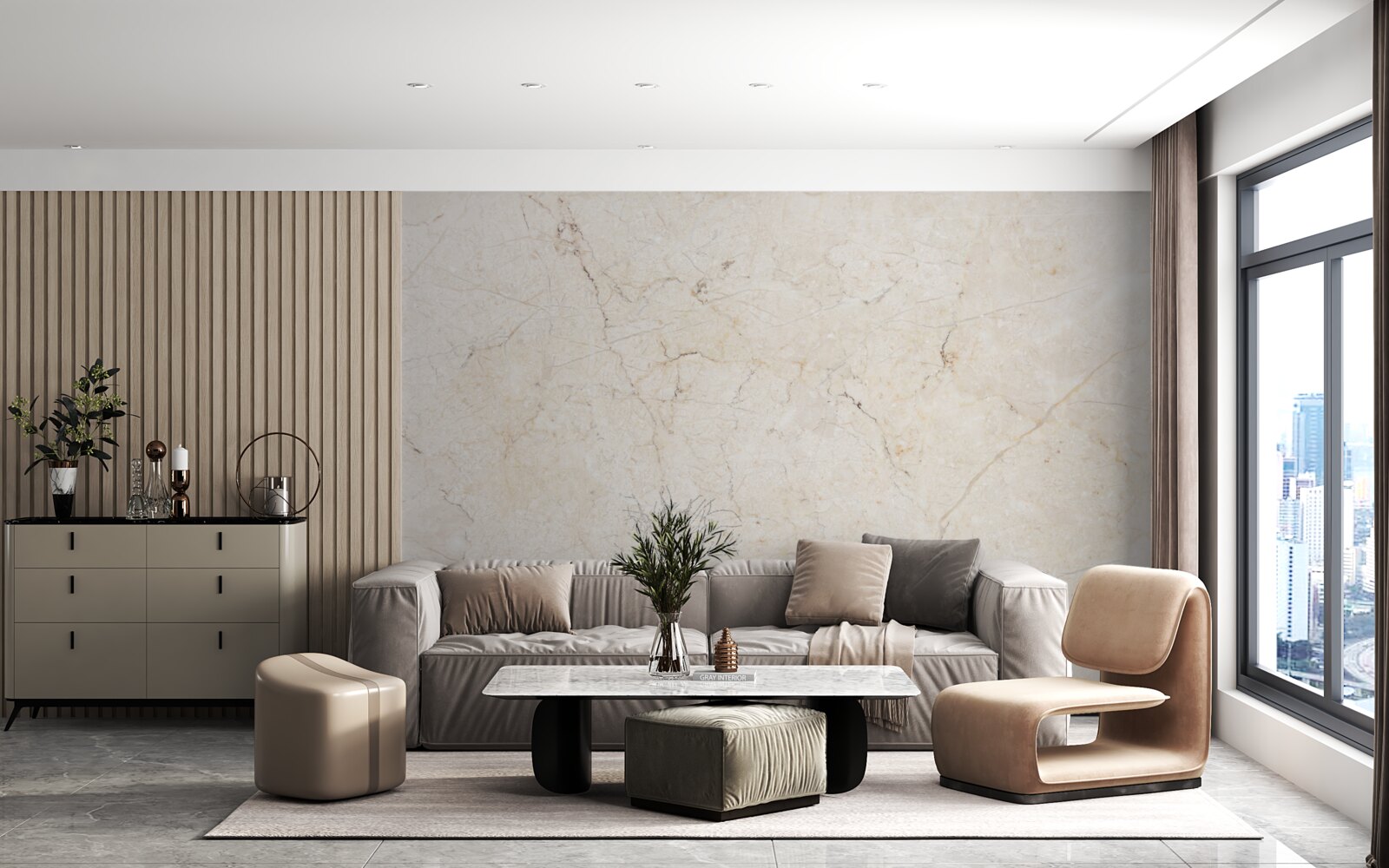 Фотошпалери бежевий мармуровий фон