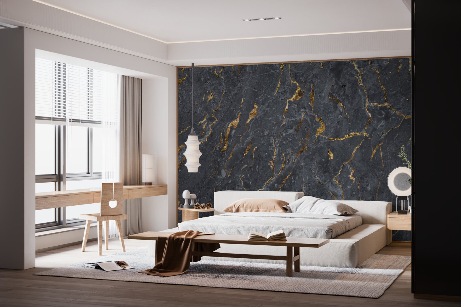 Фотошпалери чорний мармуровий фон із золотими частинками