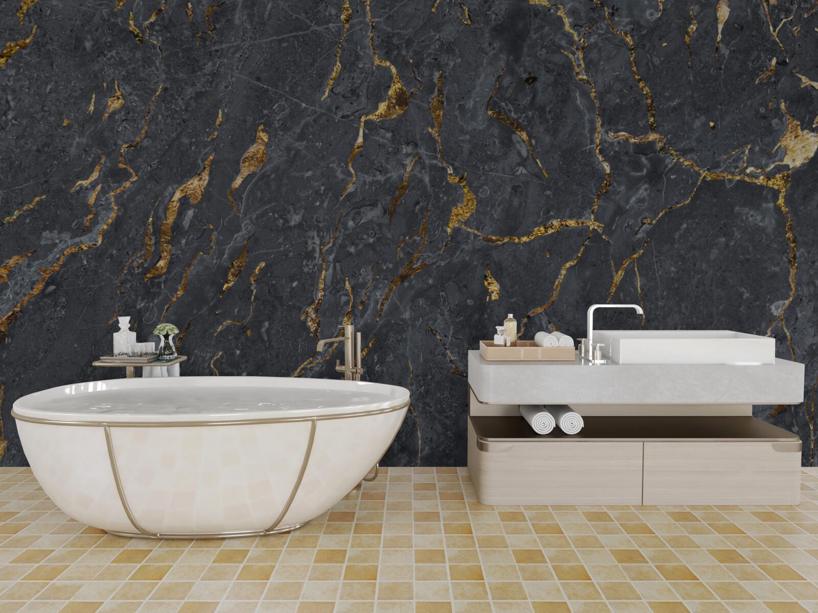 Фотошпалери чорний мармуровий фон із золотими частинками