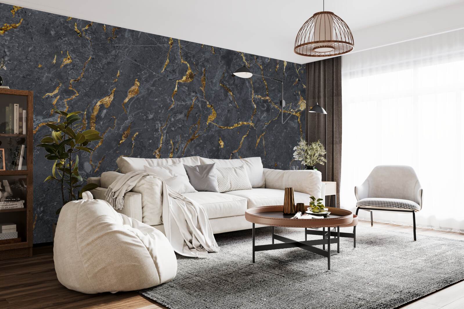 Фотошпалери чорний мармуровий фон із золотими частинками