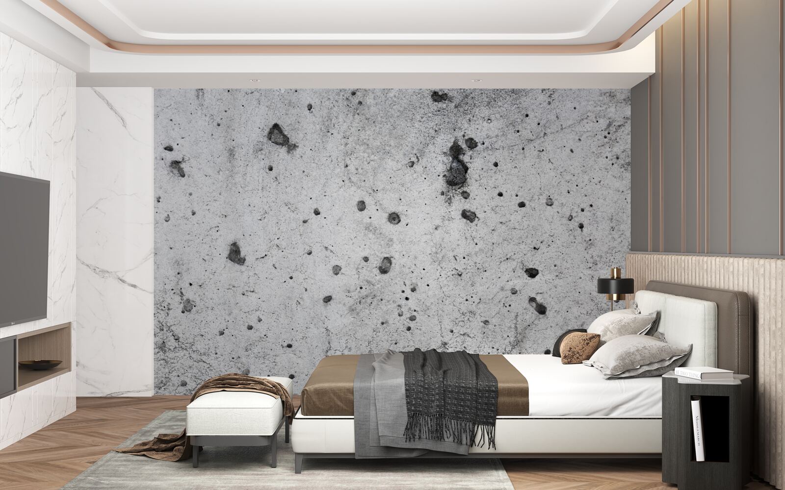 Фотошпалери бетонна стіна з темними відмітинами