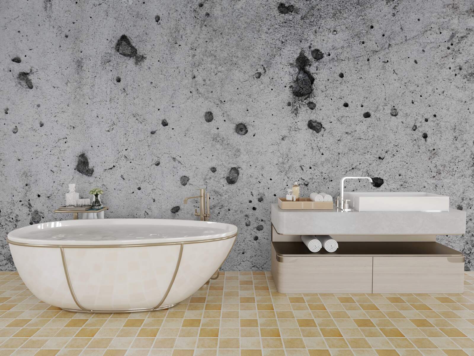 Фотошпалери бетонна стіна з темними відмітинами