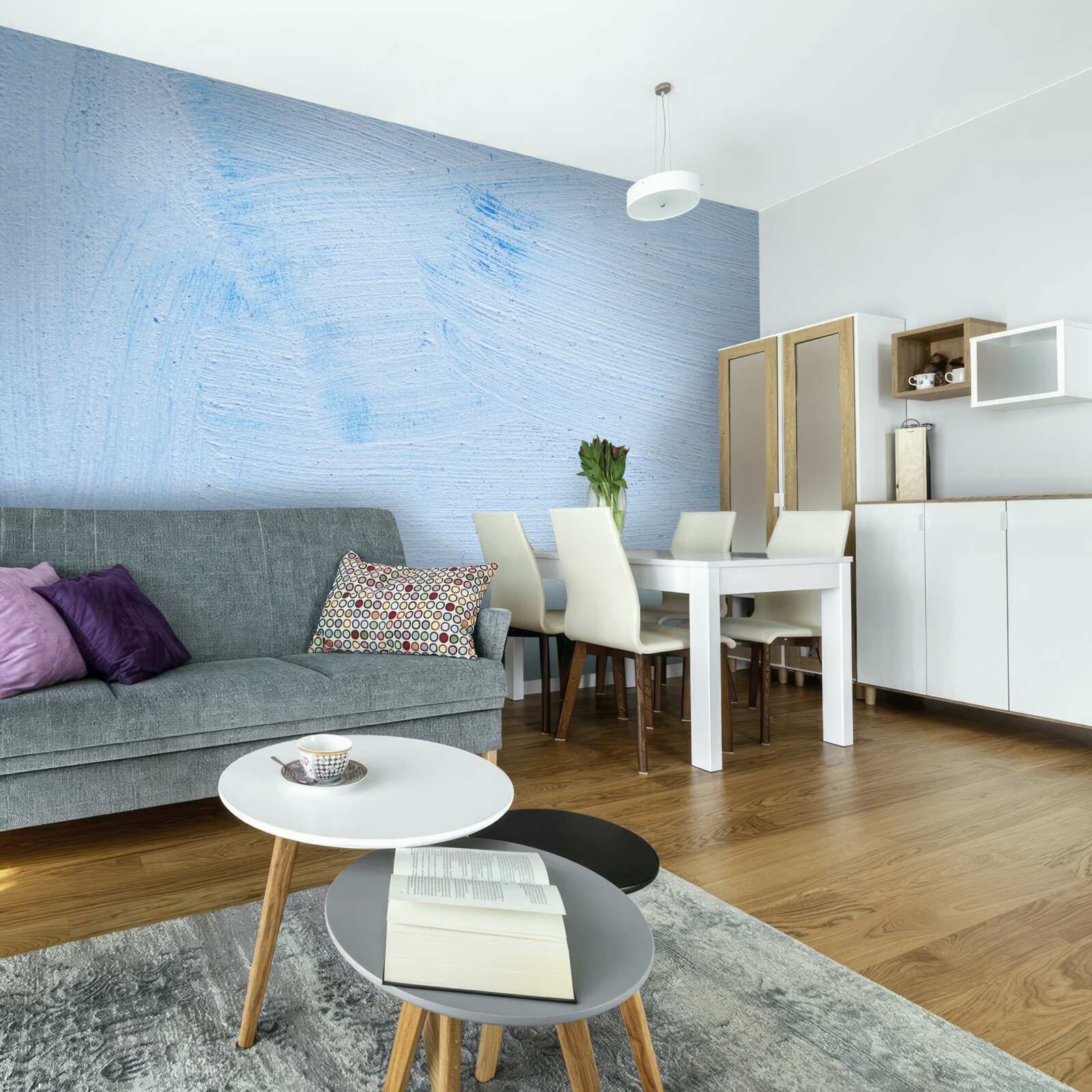 Фотошпалери шар м'якої штукатурки блакитного кольору