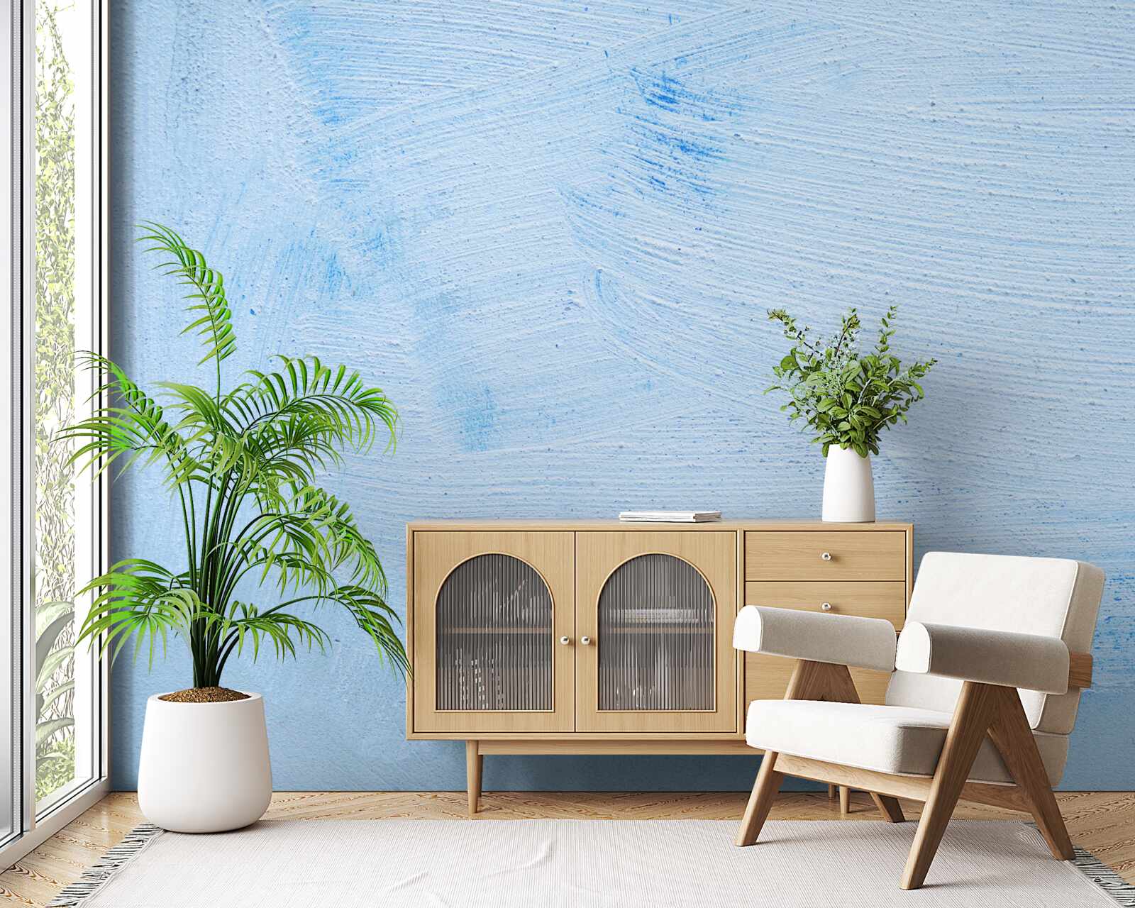 Фотошпалери шар м'якої штукатурки блакитного кольору