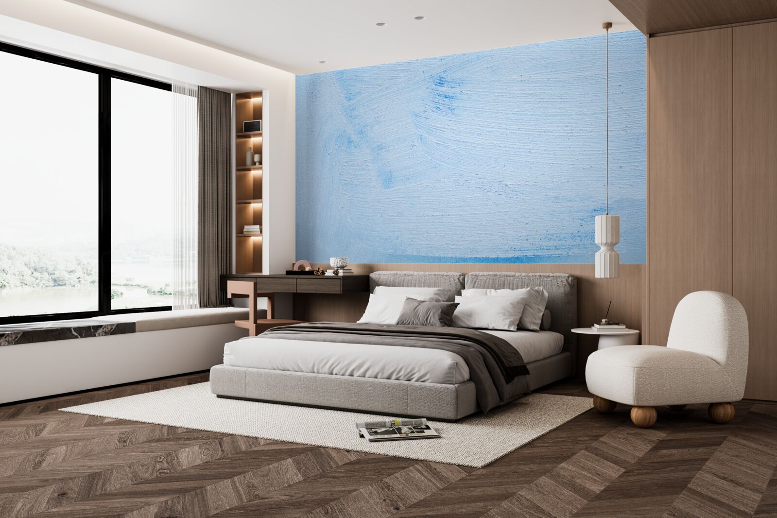 Фотошпалери шар м'якої штукатурки блакитного кольору