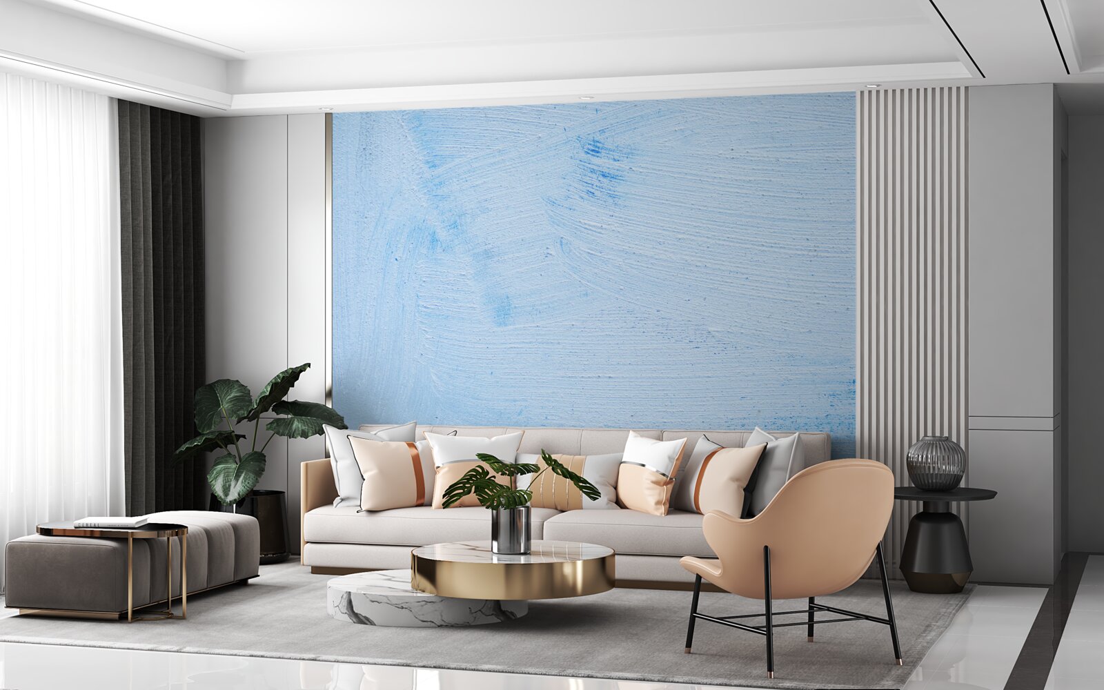 Фотошпалери шар м'якої штукатурки блакитного кольору