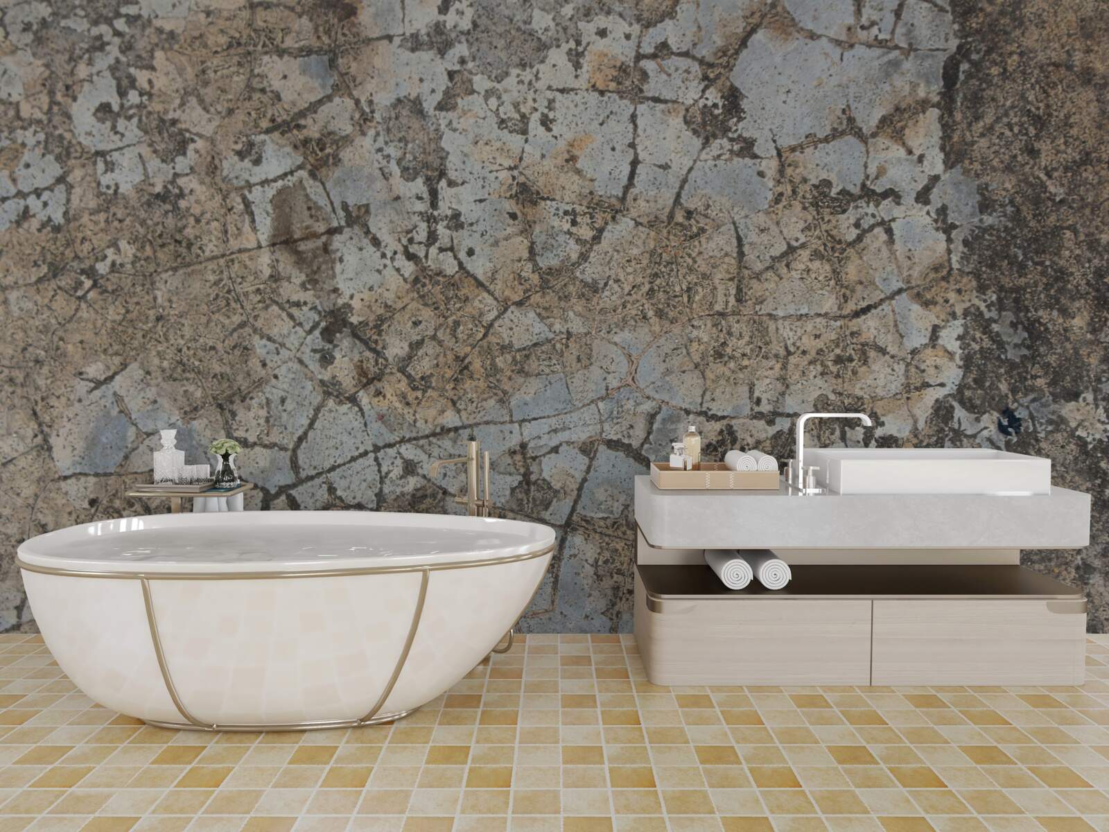 Фотошпалери мармурова поверхня, поцяткована тріщинами