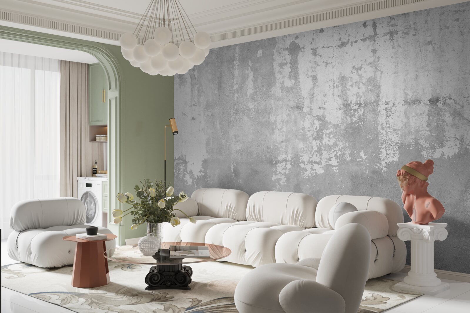 Фотошпалери зовні будинку - сіра стіна