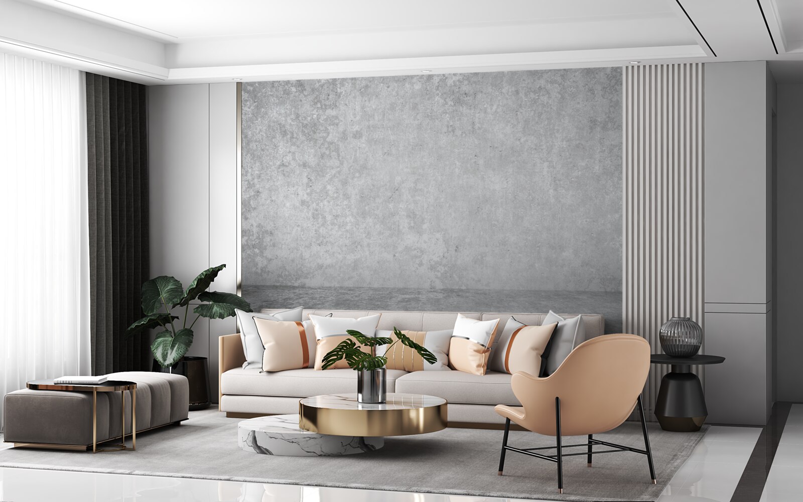 Фотошпалери світло-сіра бетонна стіна