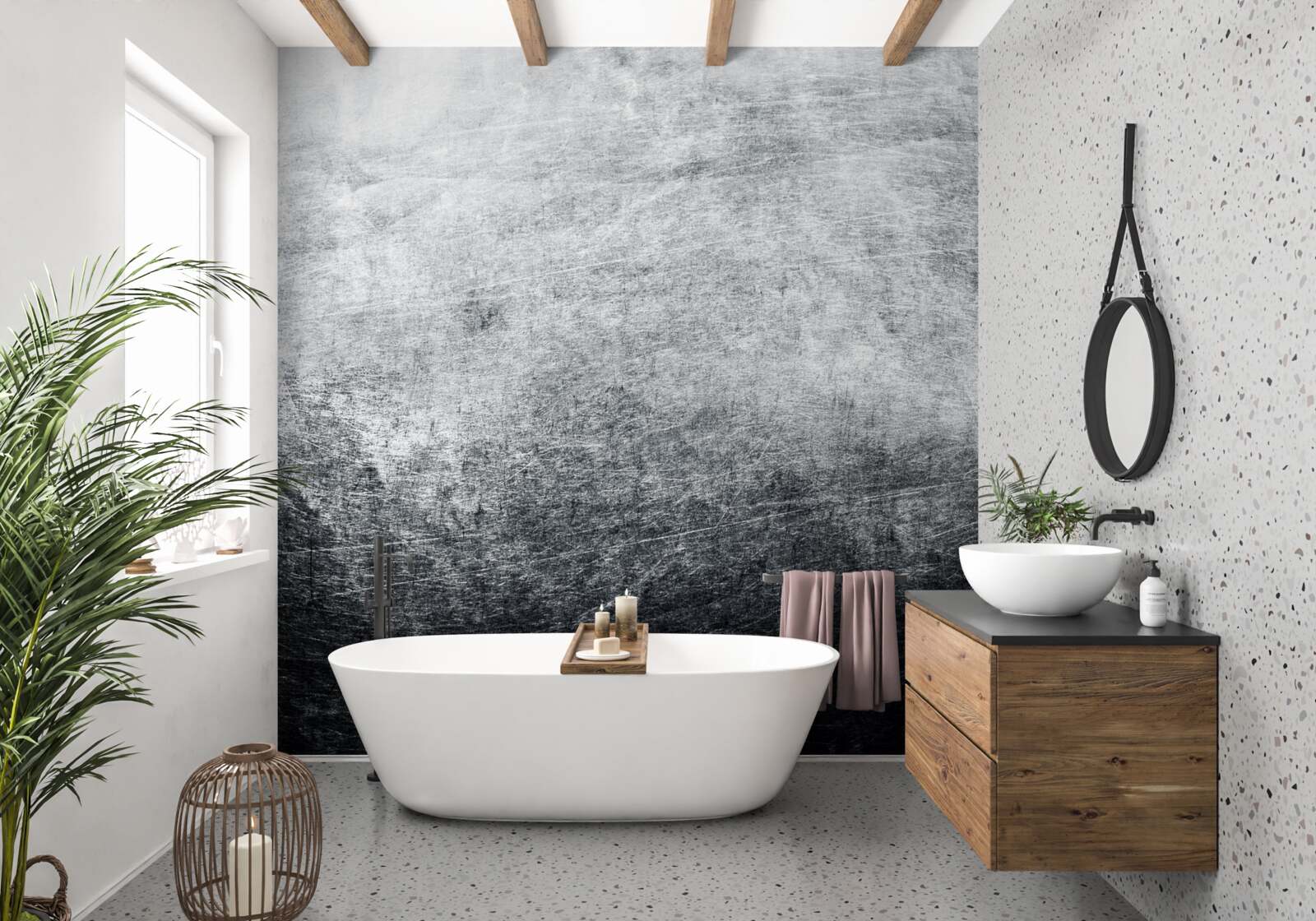 Фотошпалери проблемна сіра стіна