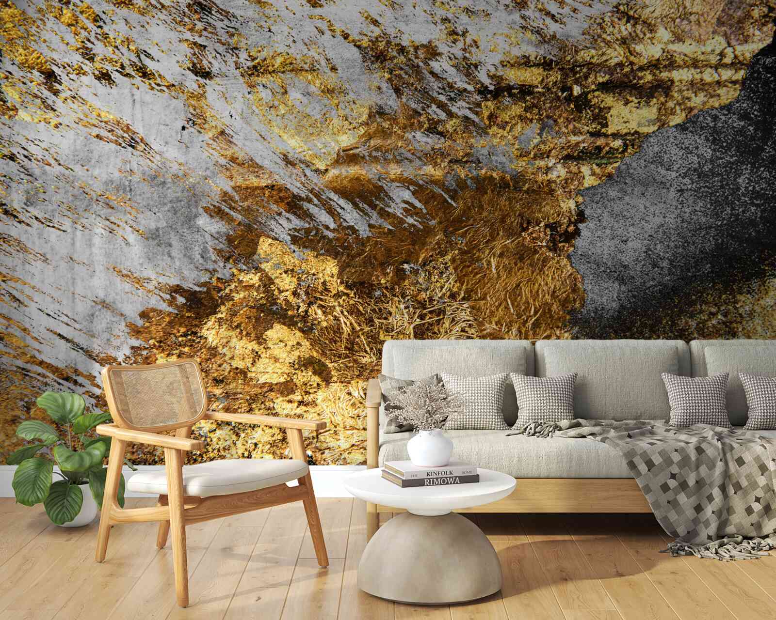 Фотошпалери натуральний камінь, покритий золотим пилом