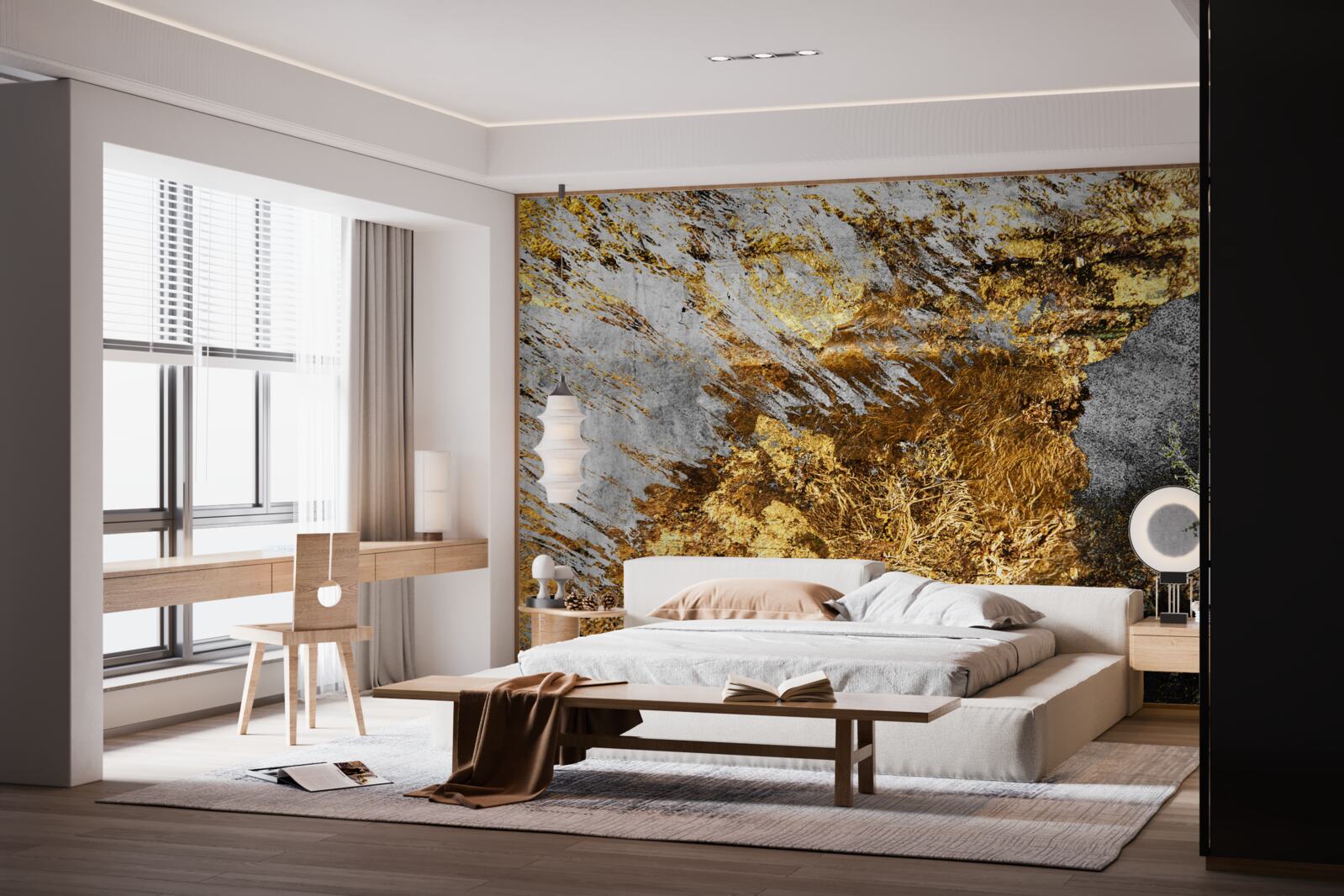 Фотошпалери натуральний камінь, покритий золотим пилом