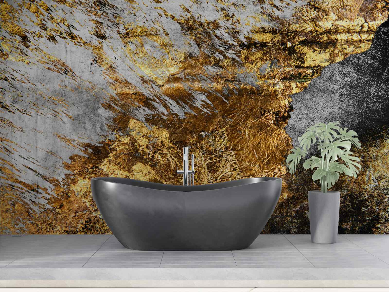 Фотошпалери натуральний камінь, покритий золотим пилом