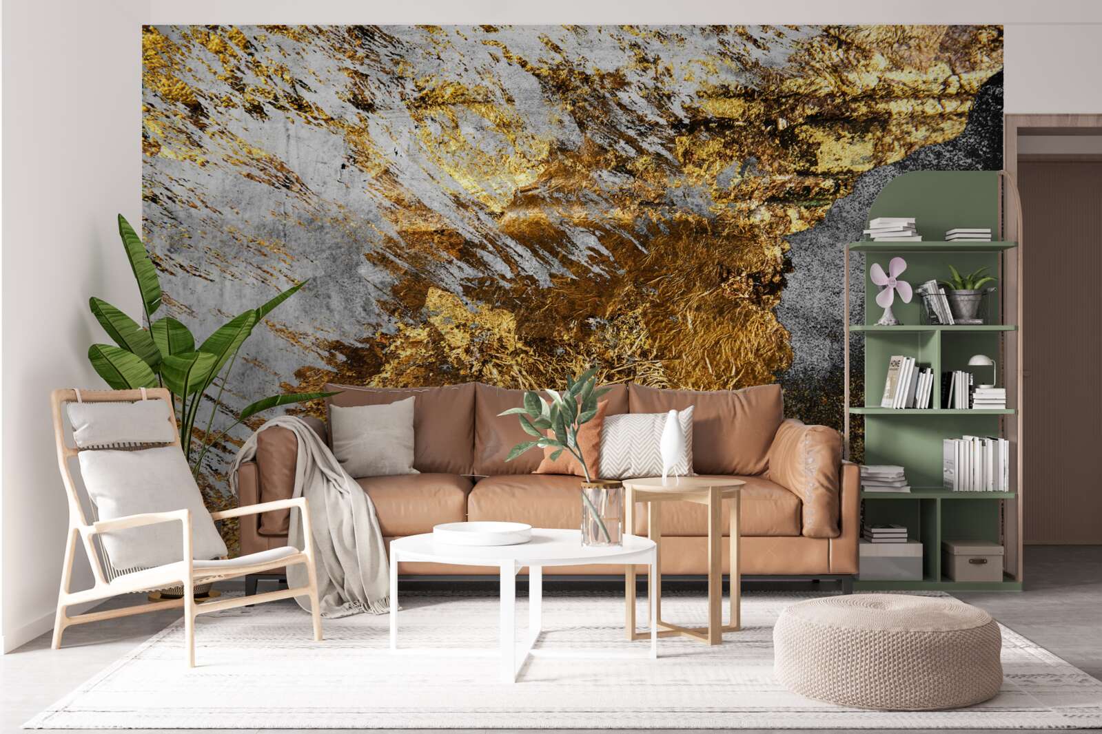 Фотошпалери натуральний камінь, покритий золотим пилом