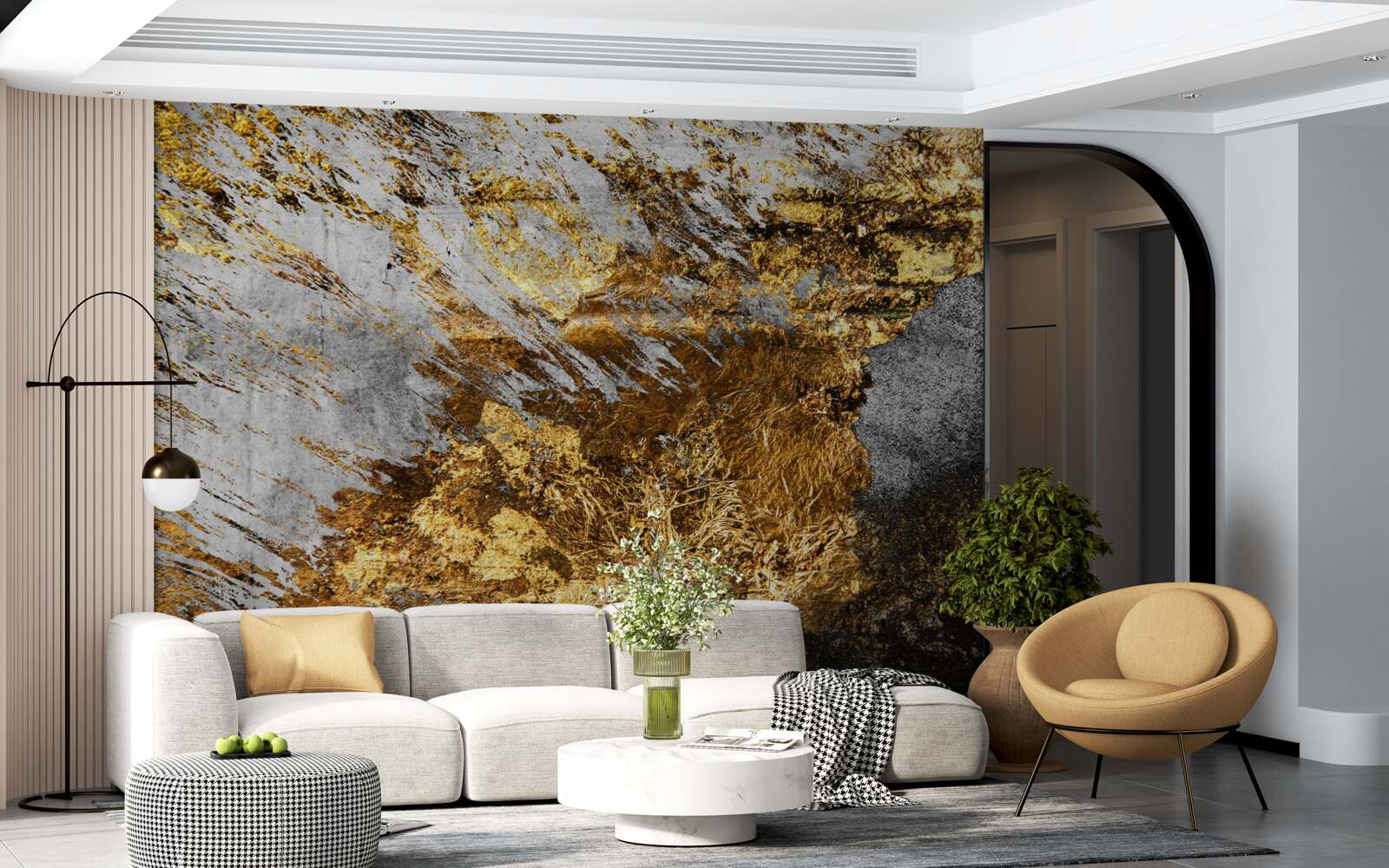 Фотошпалери натуральний камінь, покритий золотим пилом