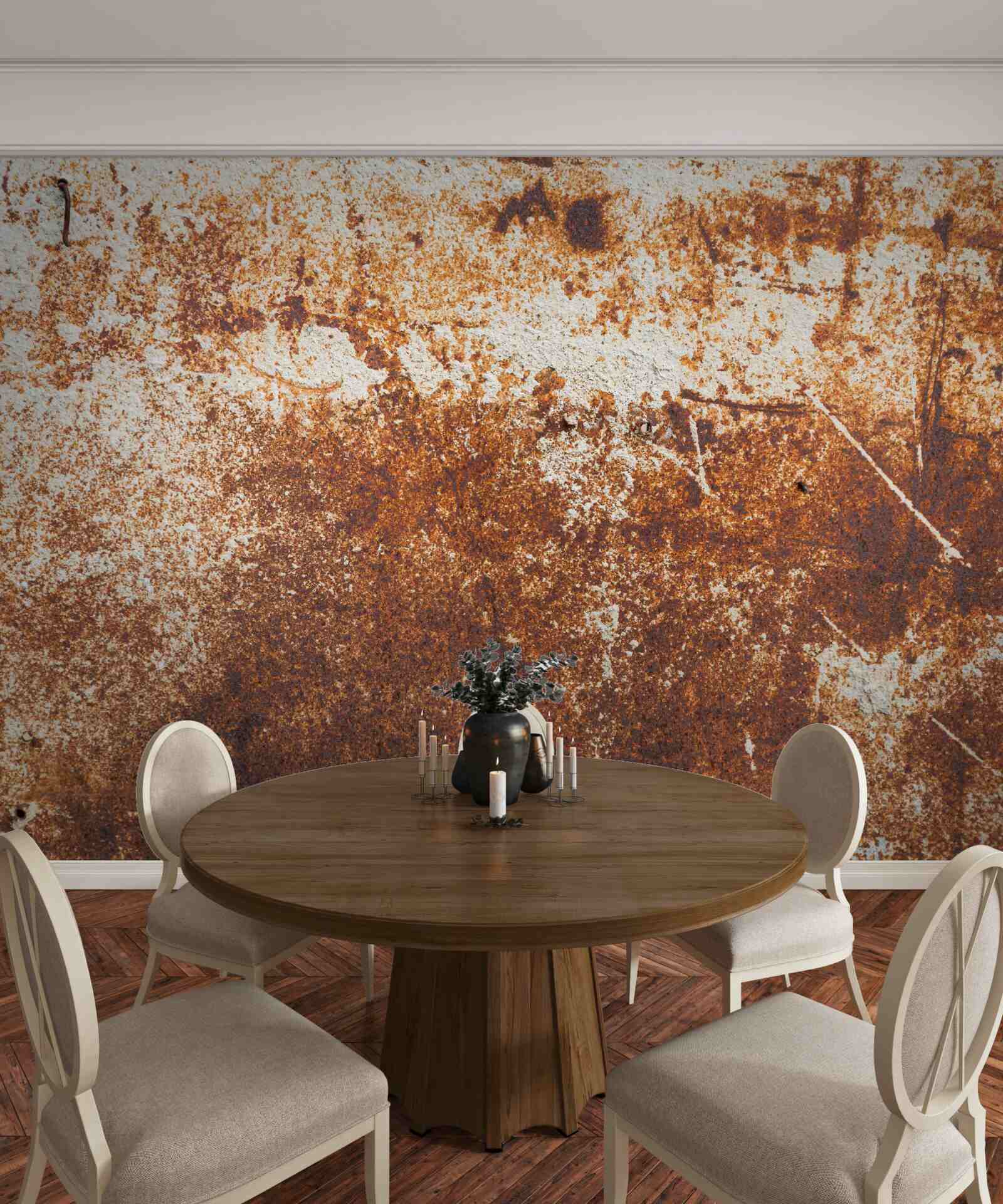 Фотошпалери подряпана стіна, пофарбована в темні тони іржі