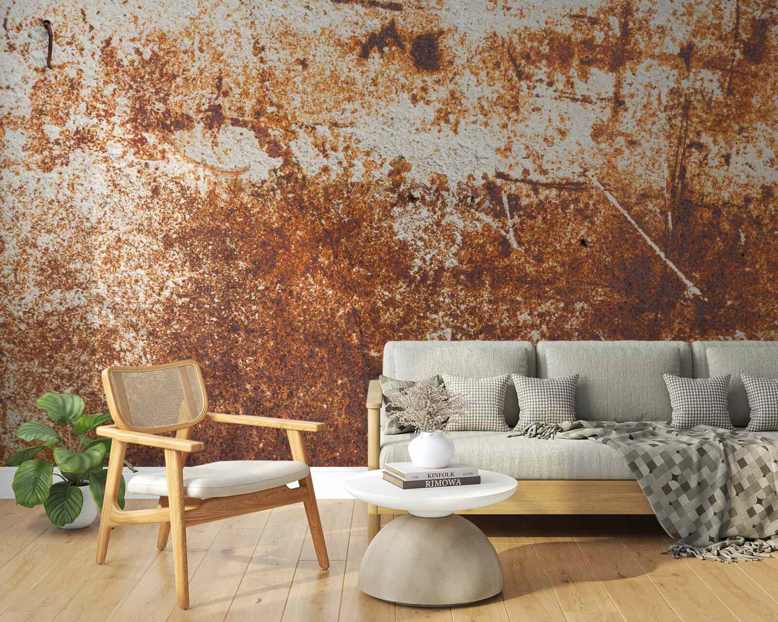 Фотошпалери подряпана стіна, пофарбована в темні тони іржі