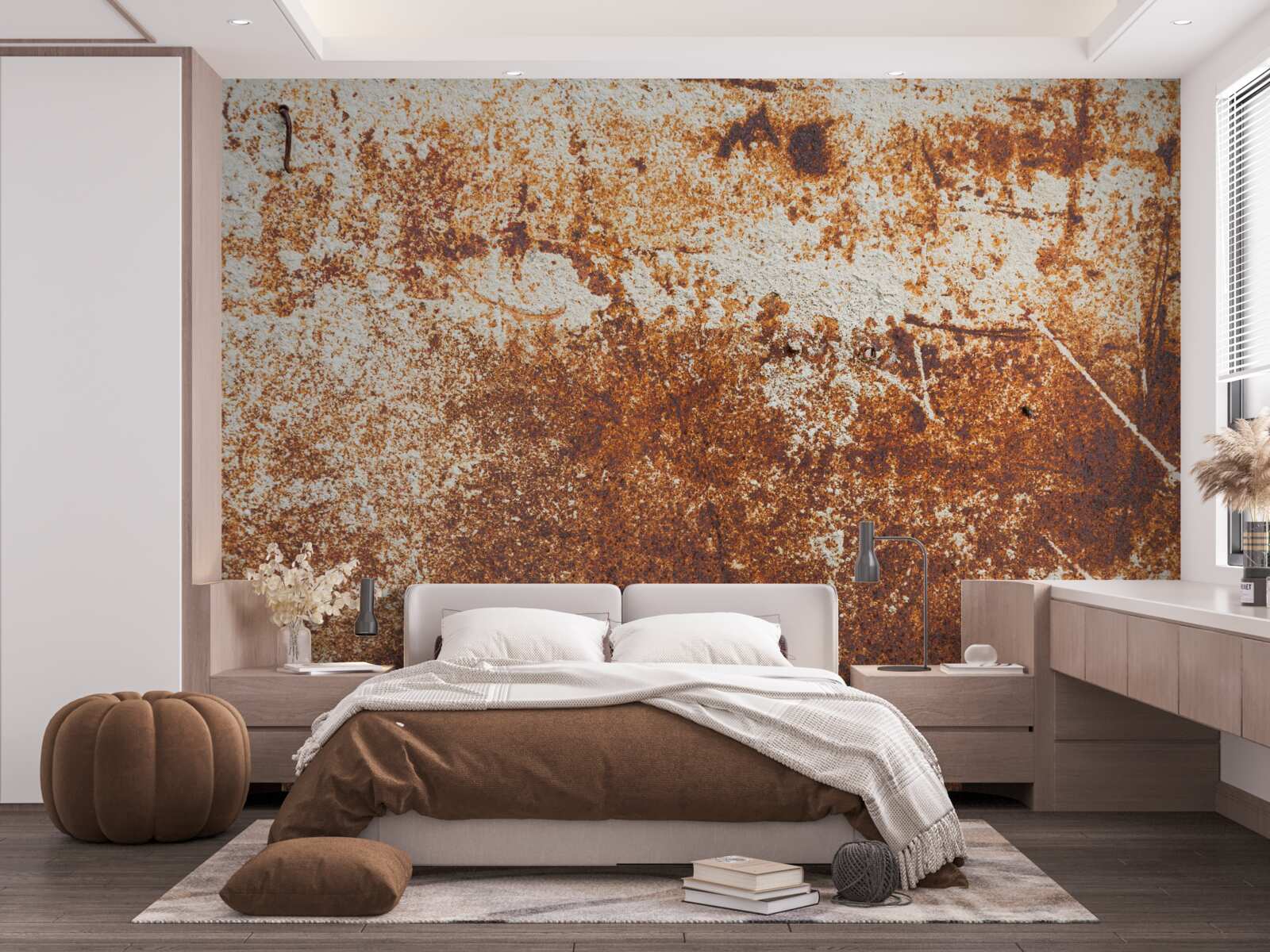 Фотошпалери подряпана стіна, пофарбована в темні тони іржі