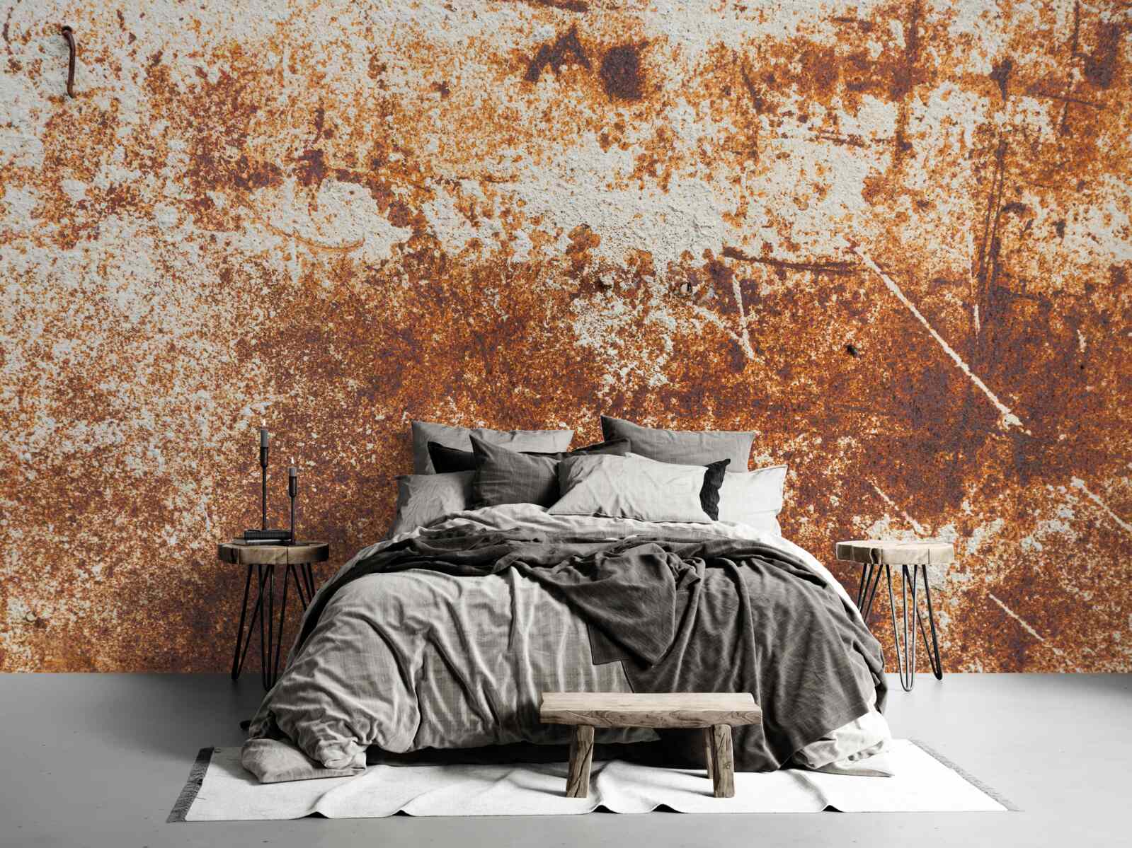 Фотошпалери подряпана стіна, пофарбована в темні тони іржі