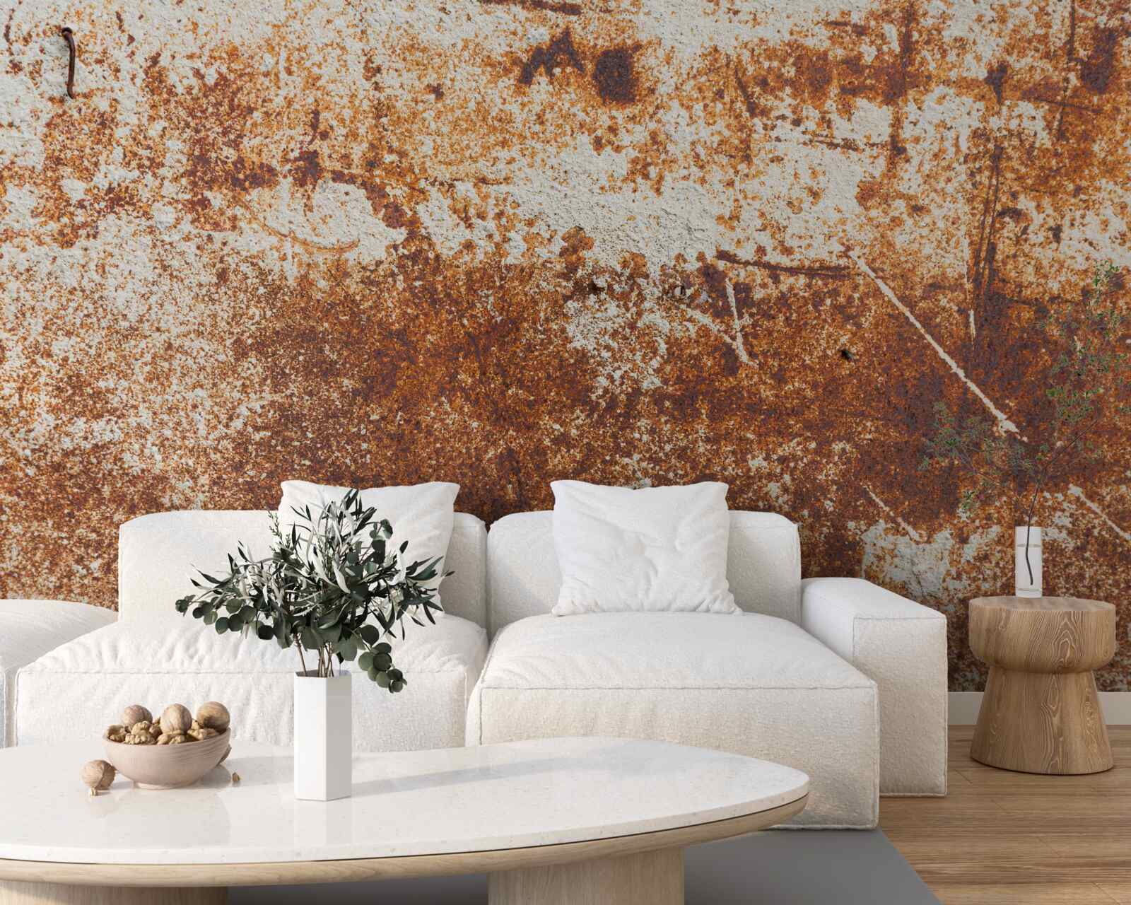 Фотошпалери подряпана стіна, пофарбована в темні тони іржі