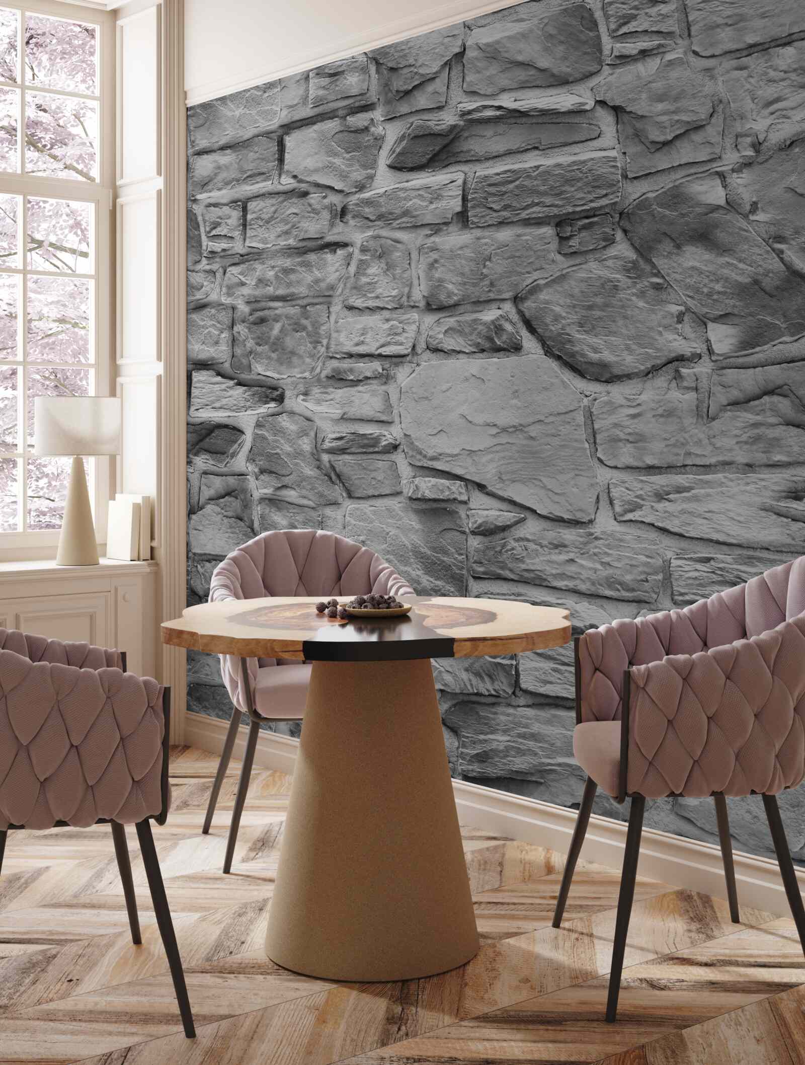 Фотошпалери плоский сірий камінь утворює стіну