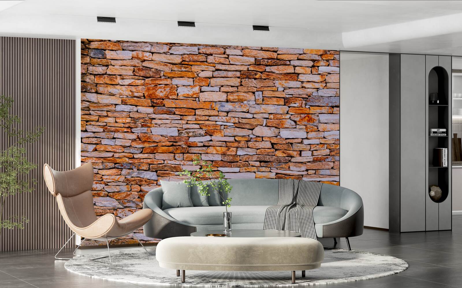 Фотошпалери поздовжня огорожа з коричневого каменю