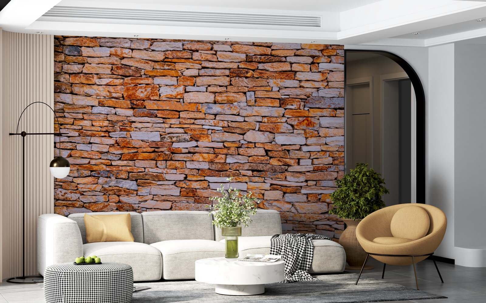 Фотошпалери поздовжня огорожа з коричневого каменю