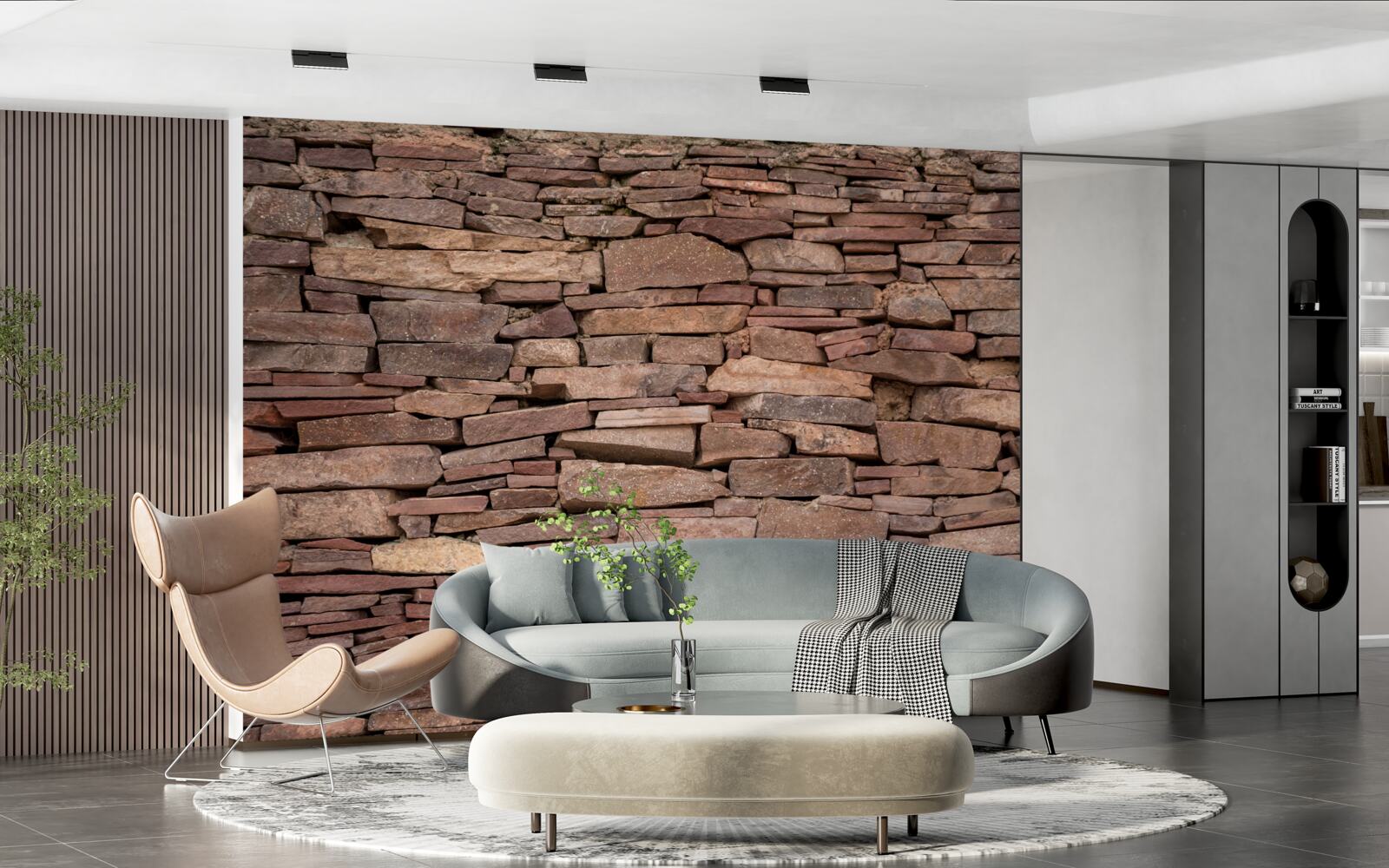 Фотошпалери бар'єр з коричневого каменю з нерівномірною текстурою