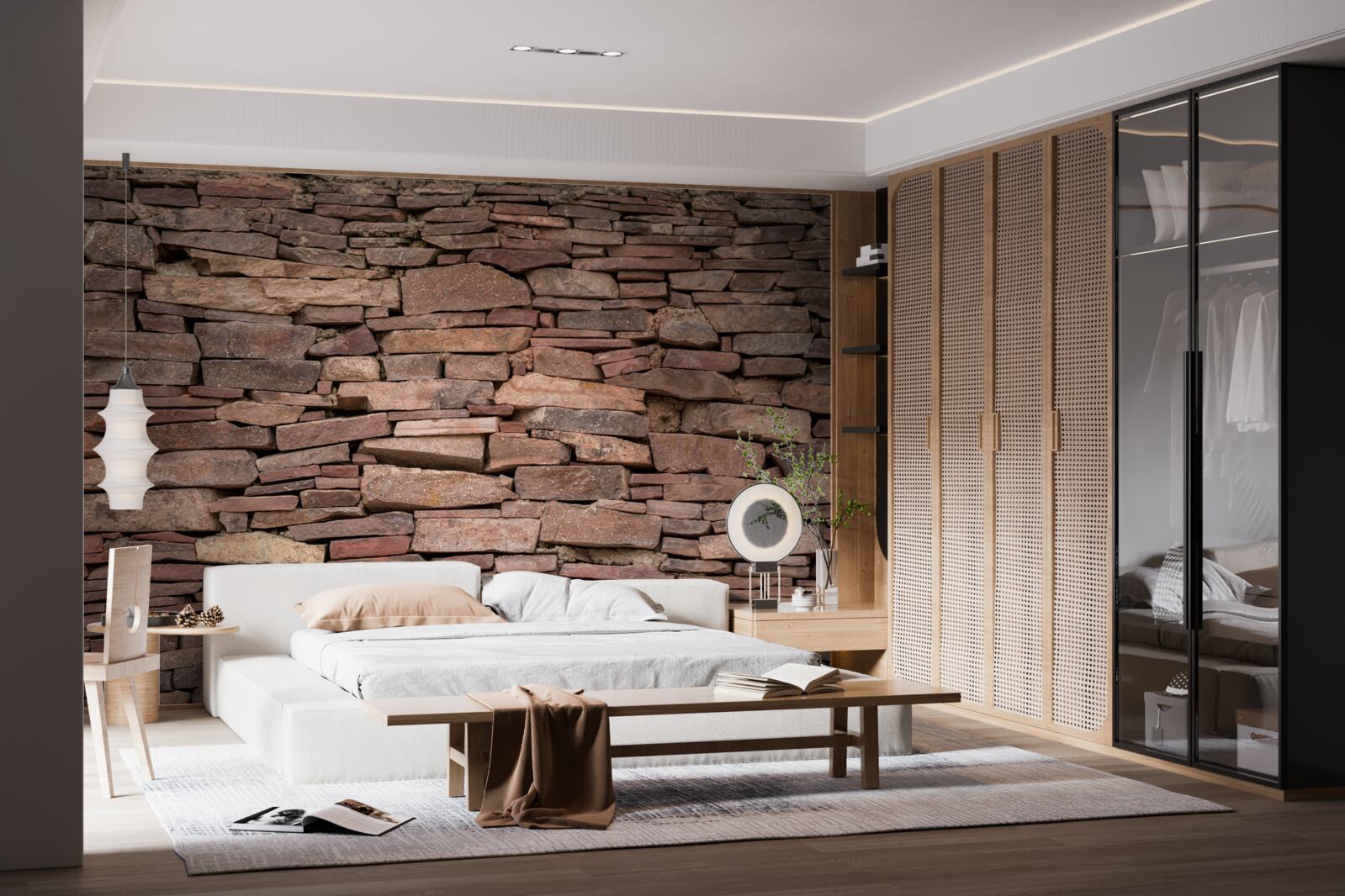 Фотошпалери бар'єр з коричневого каменю з нерівномірною текстурою