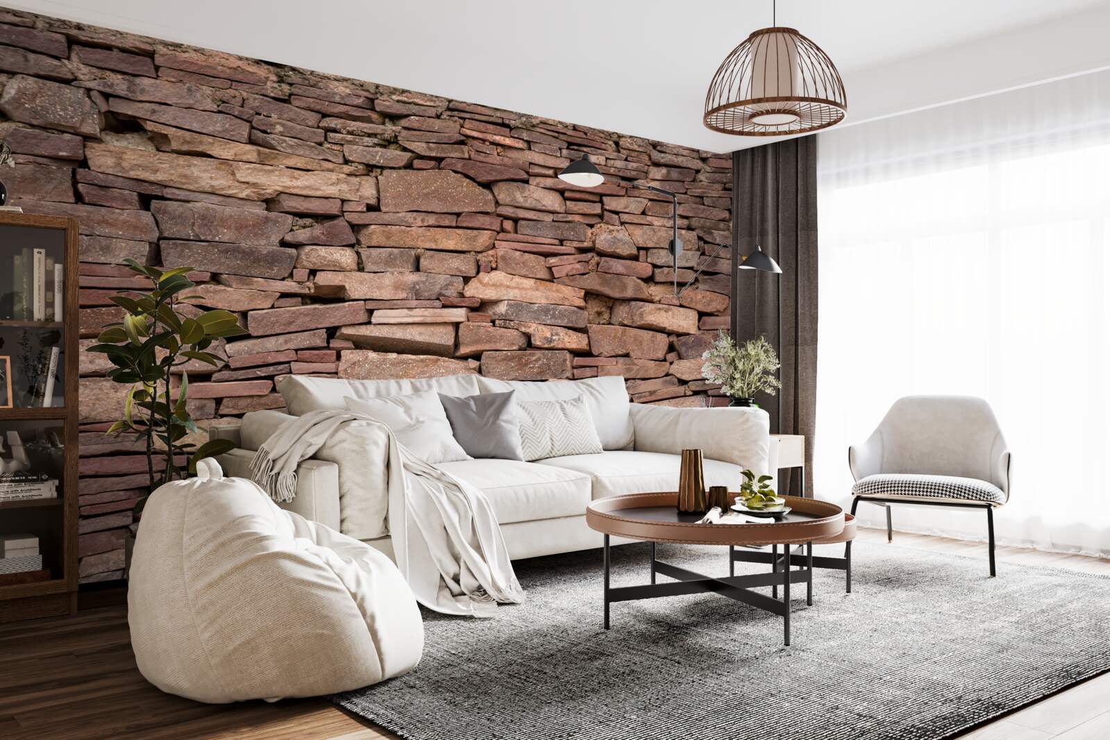 Фотошпалери бар'єр з коричневого каменю з нерівномірною текстурою