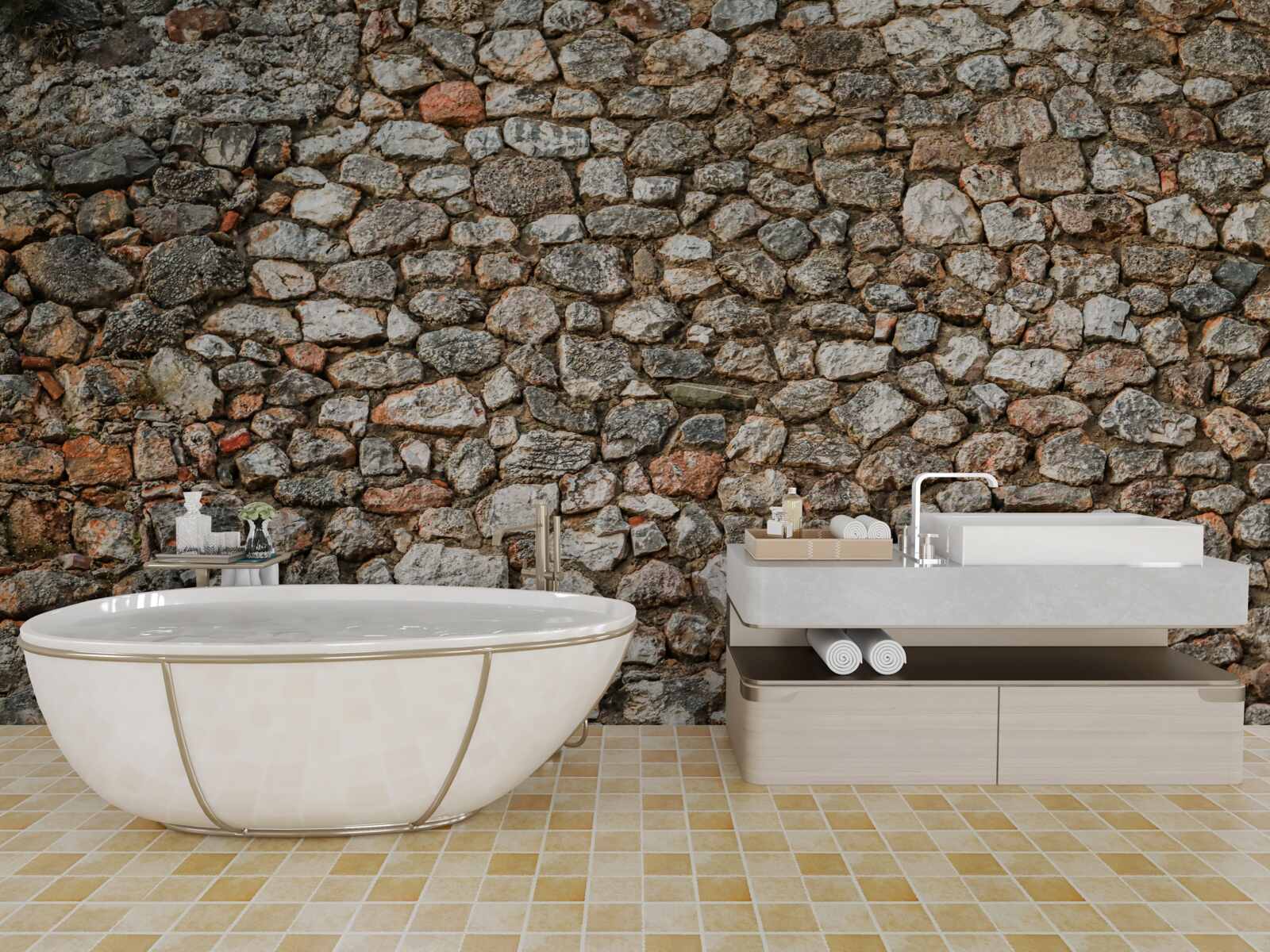 Фотошпалери антична різнокольорова кам'яна стіна