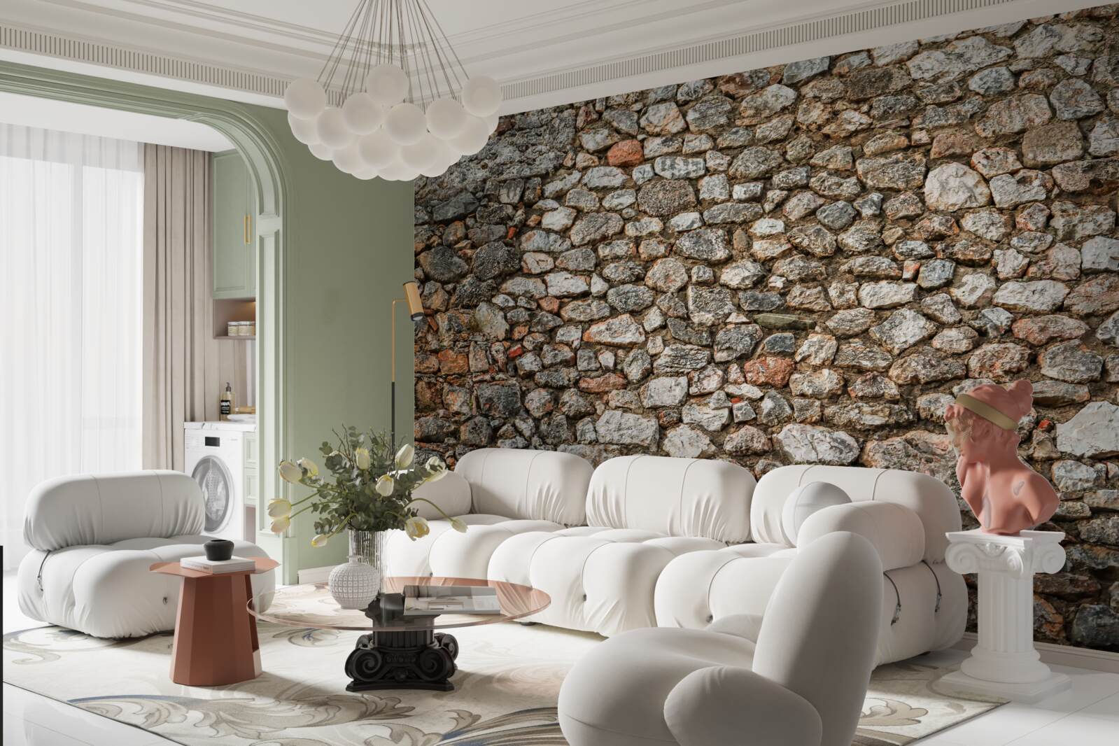 Фотошпалери антична різнокольорова кам'яна стіна