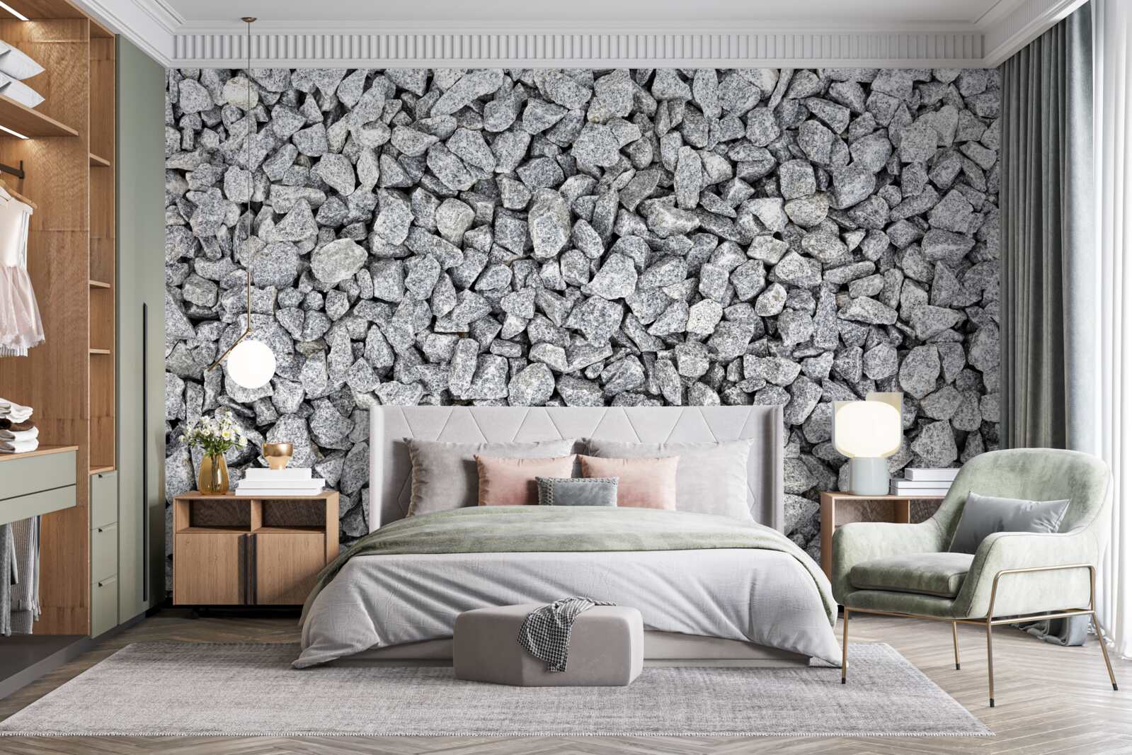 Фотошпалери мармуровий сірий щебінь