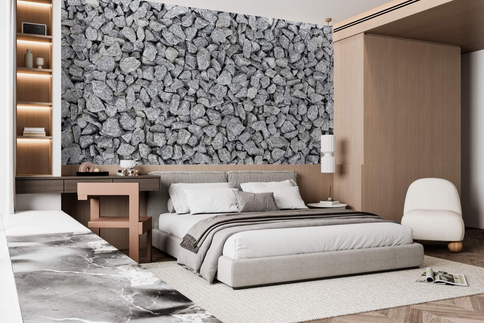 Фотошпалери мармуровий сірий щебінь