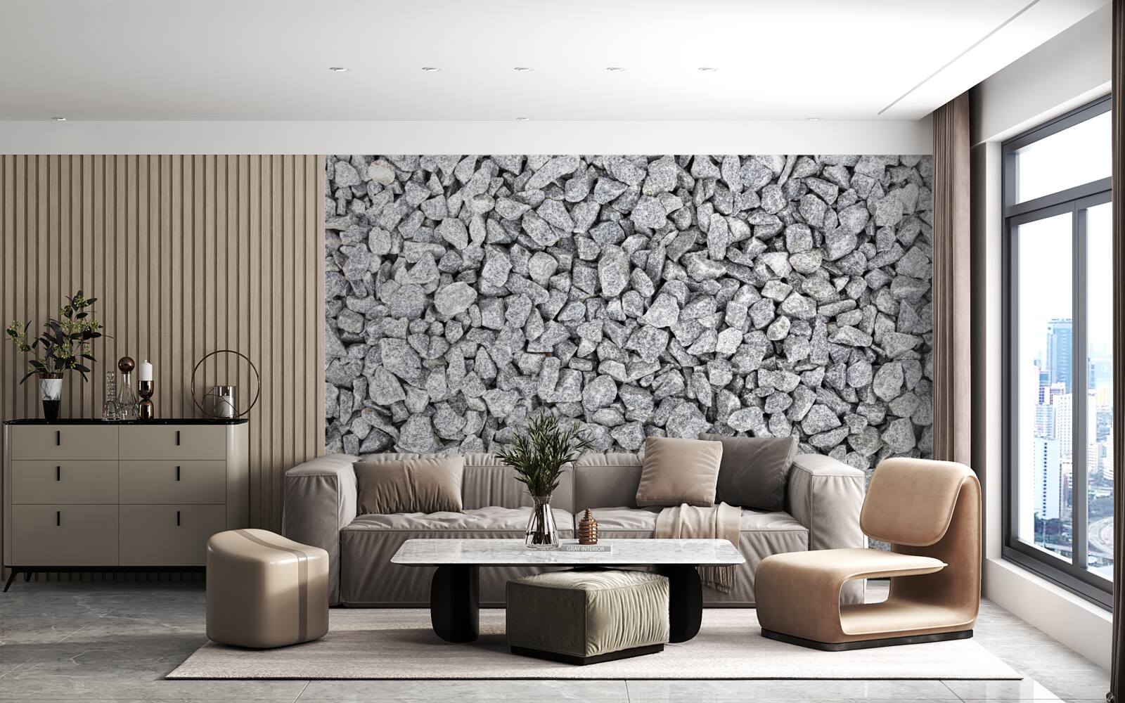 Фотошпалери мармуровий сірий щебінь