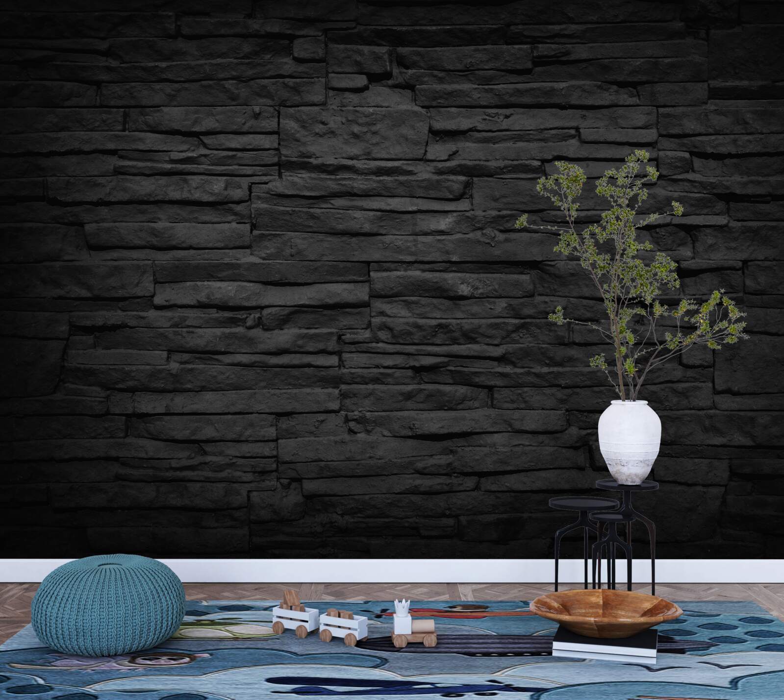 Фотошпалери чорна кам'яна стіна