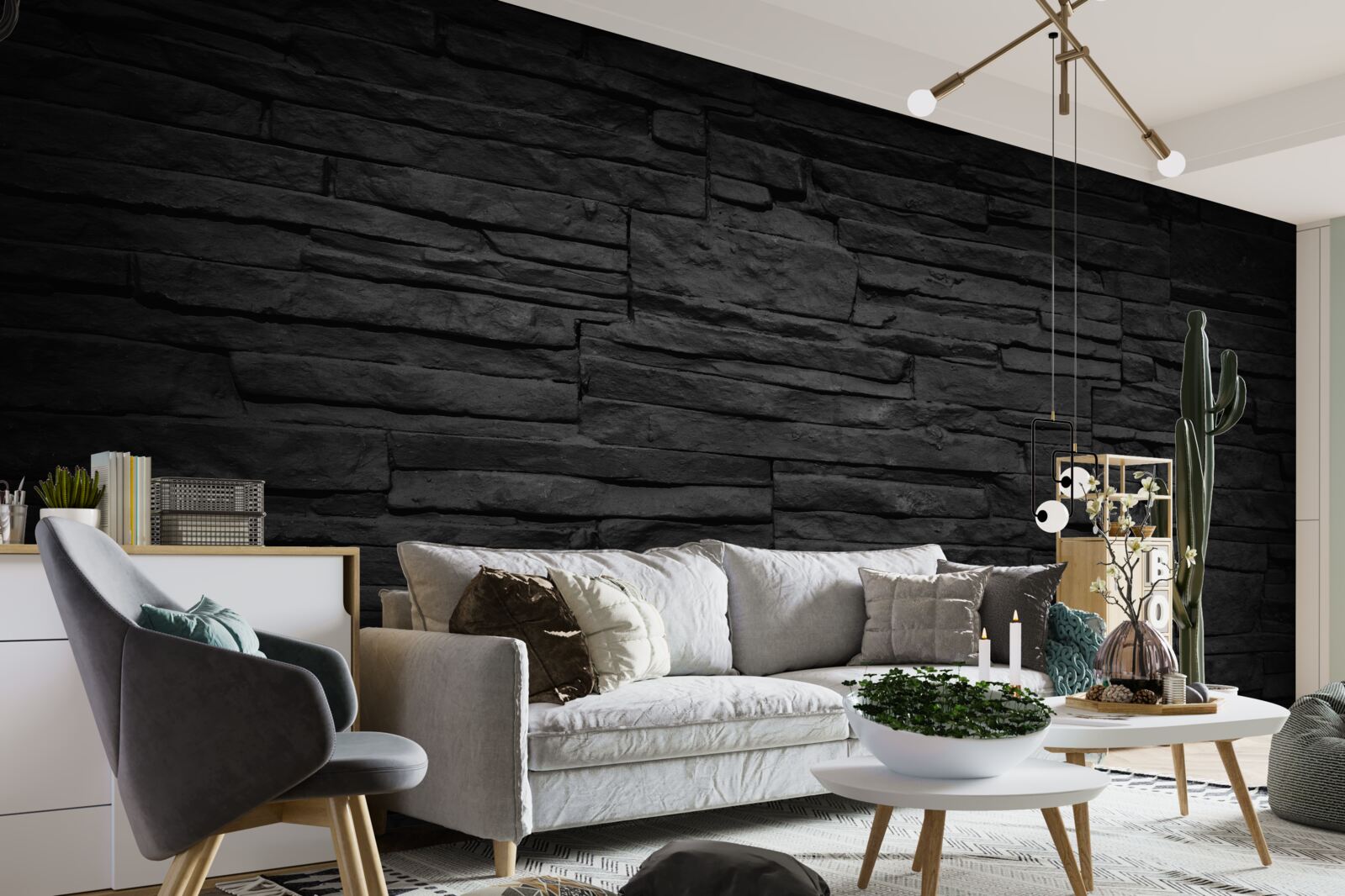 Фотошпалери чорна кам'яна стіна