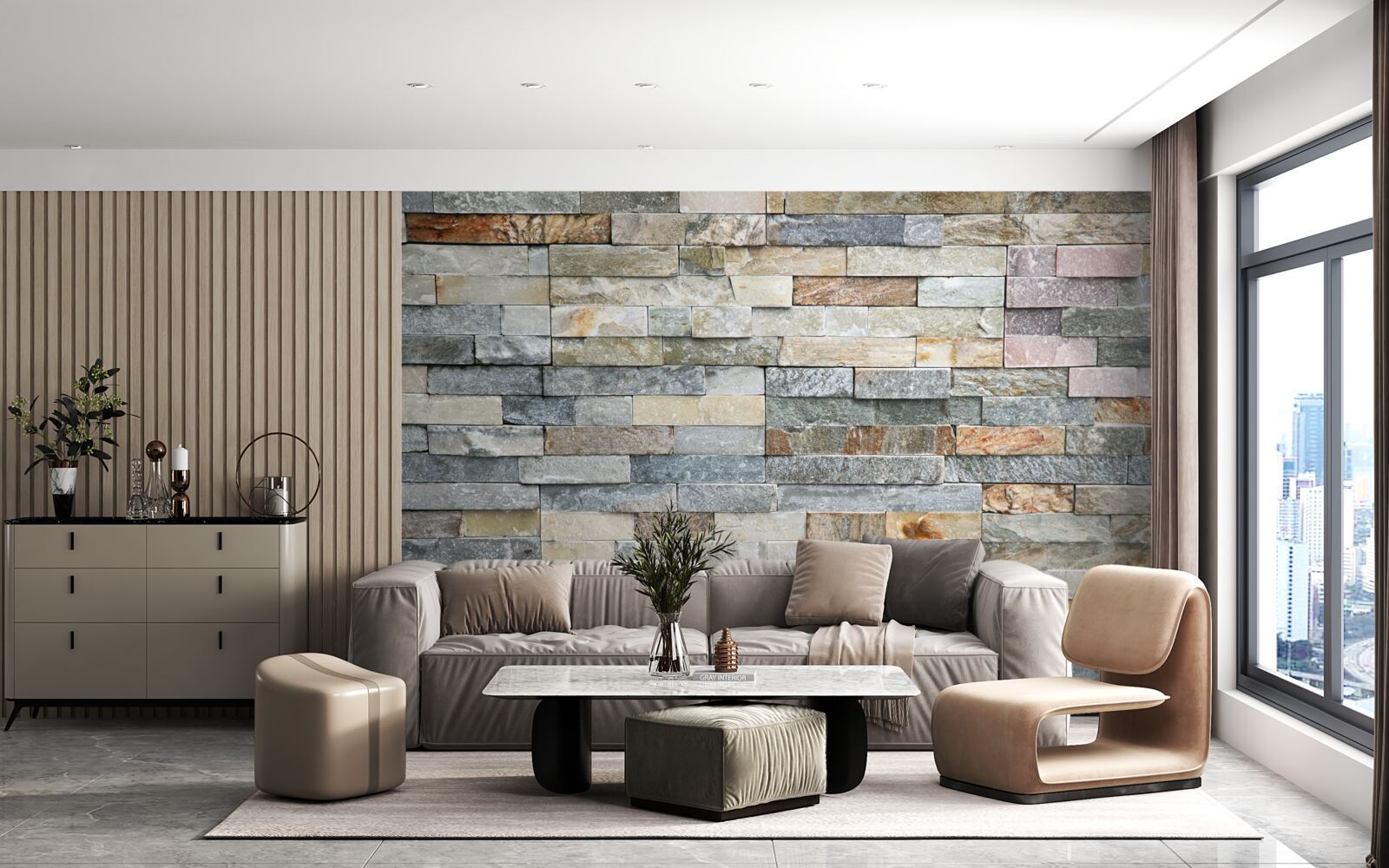 Фотошпалери гусяча шкіра з різнокольорових смугастих блоків