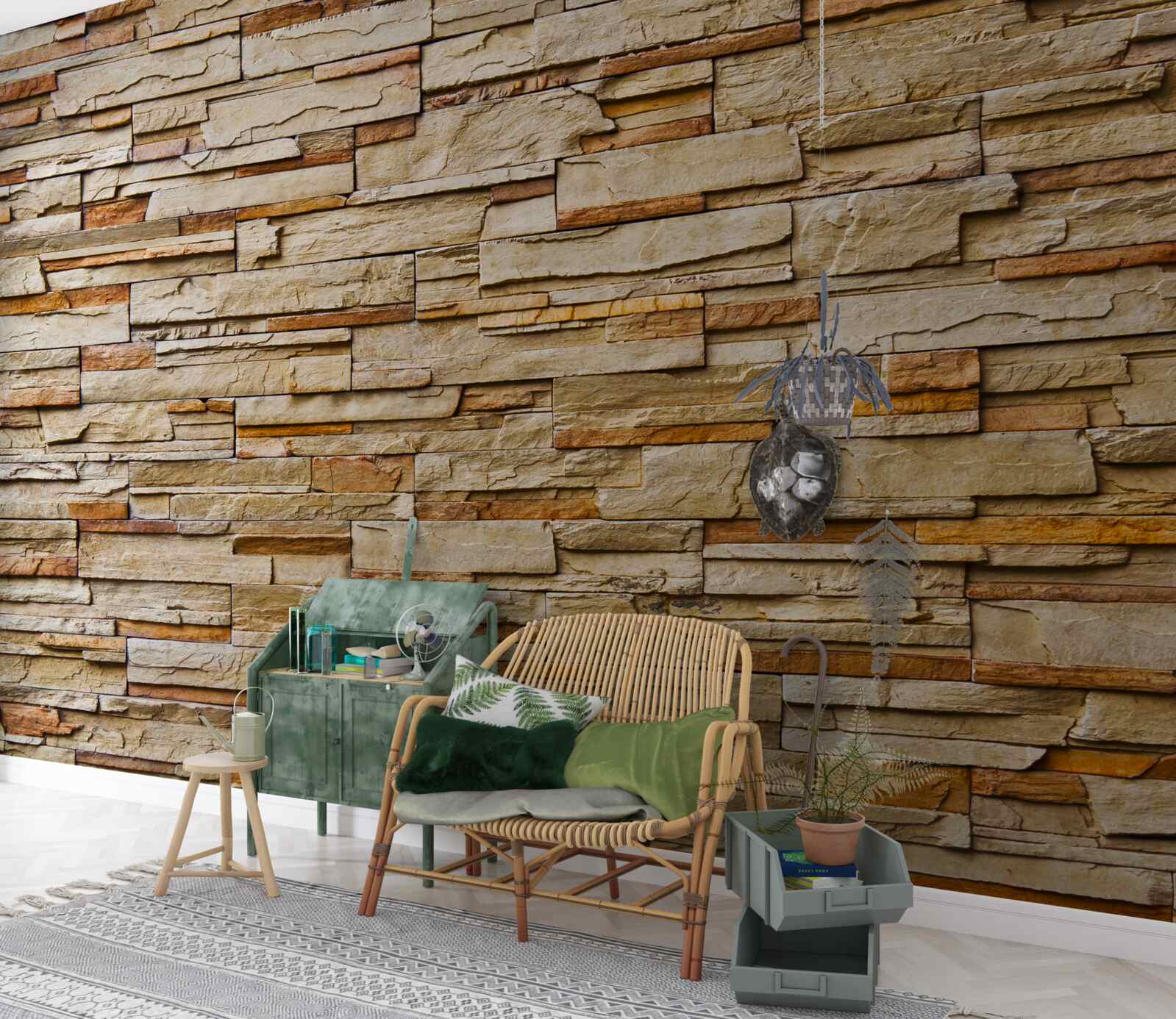 Фотошпалери коричнева кам'яна стіна