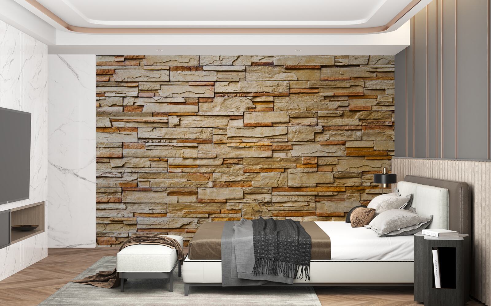 Фотошпалери коричнева кам'яна стіна