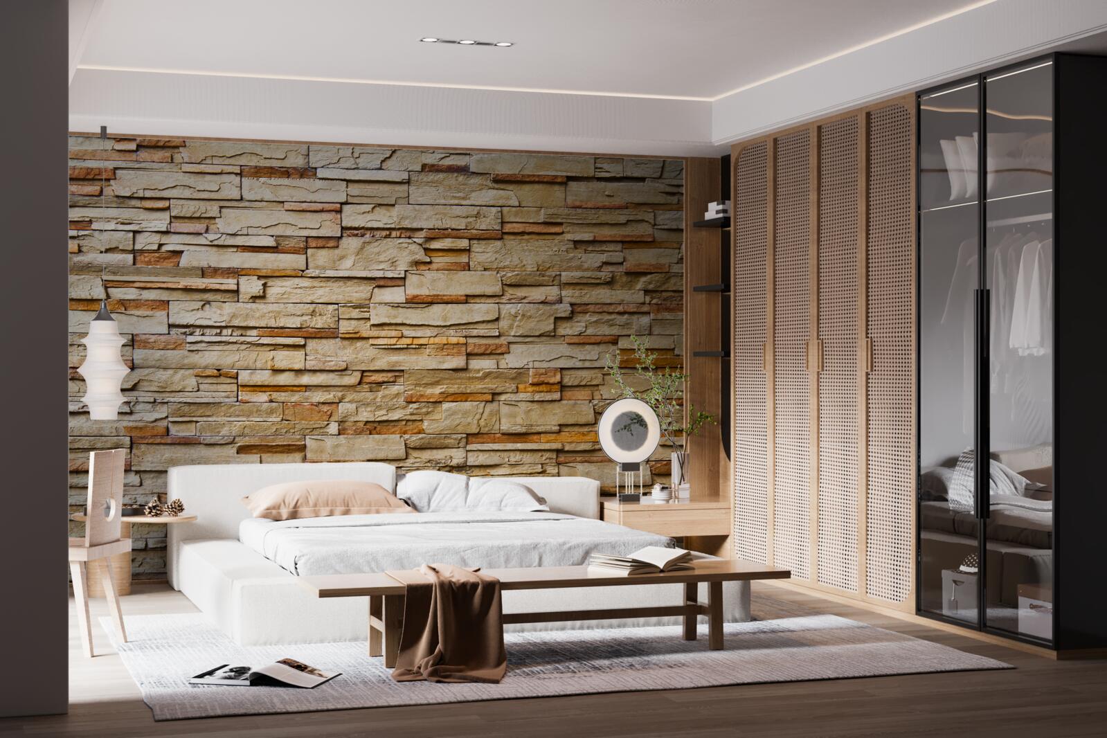 Фотошпалери коричнева кам'яна стіна