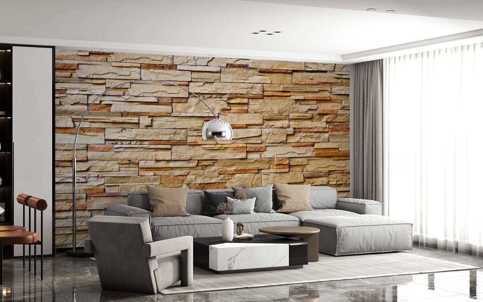 Фотошпалери коричнева кам'яна стіна