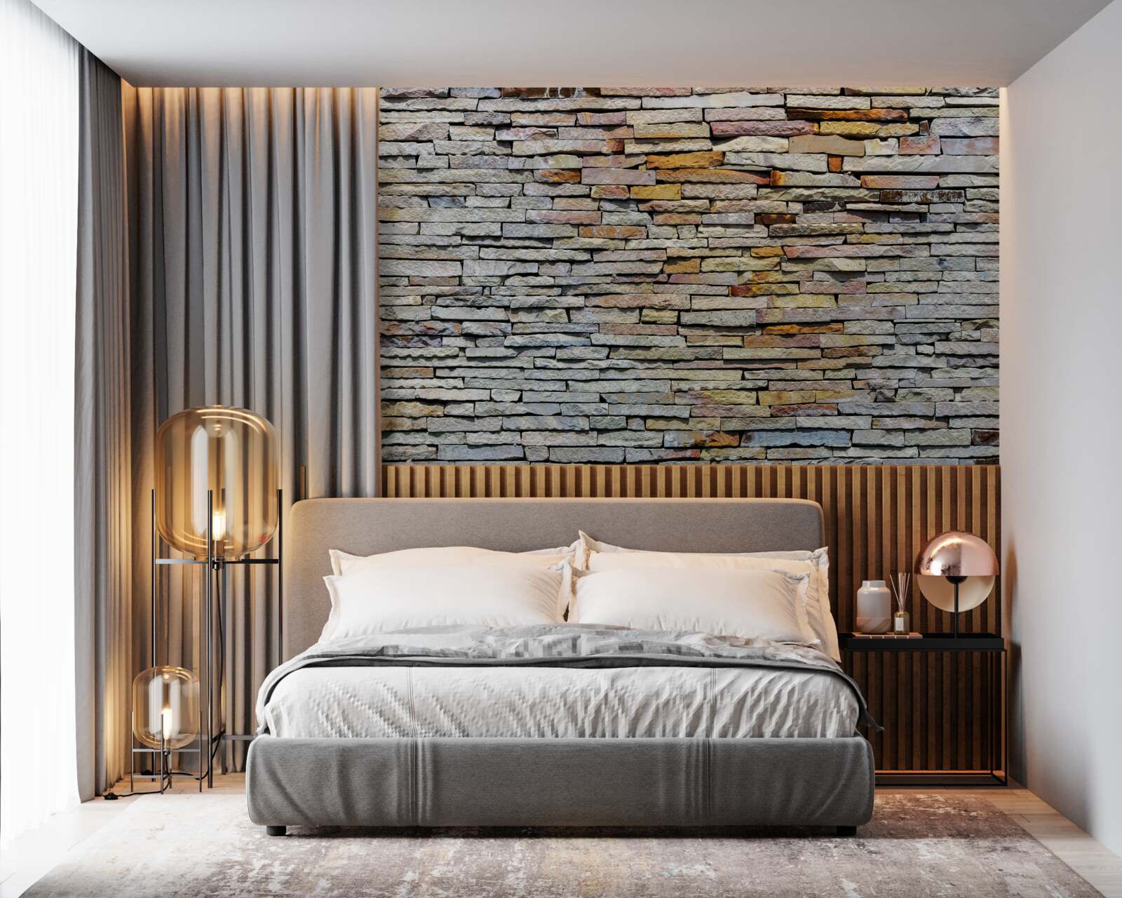 Фотошпалери Стіна покрита кам'яними смугами