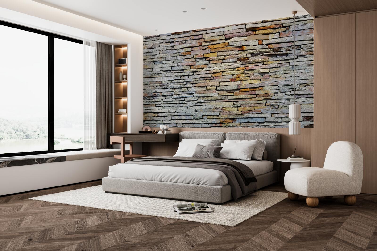 Фотошпалери Стіна покрита кам'яними смугами