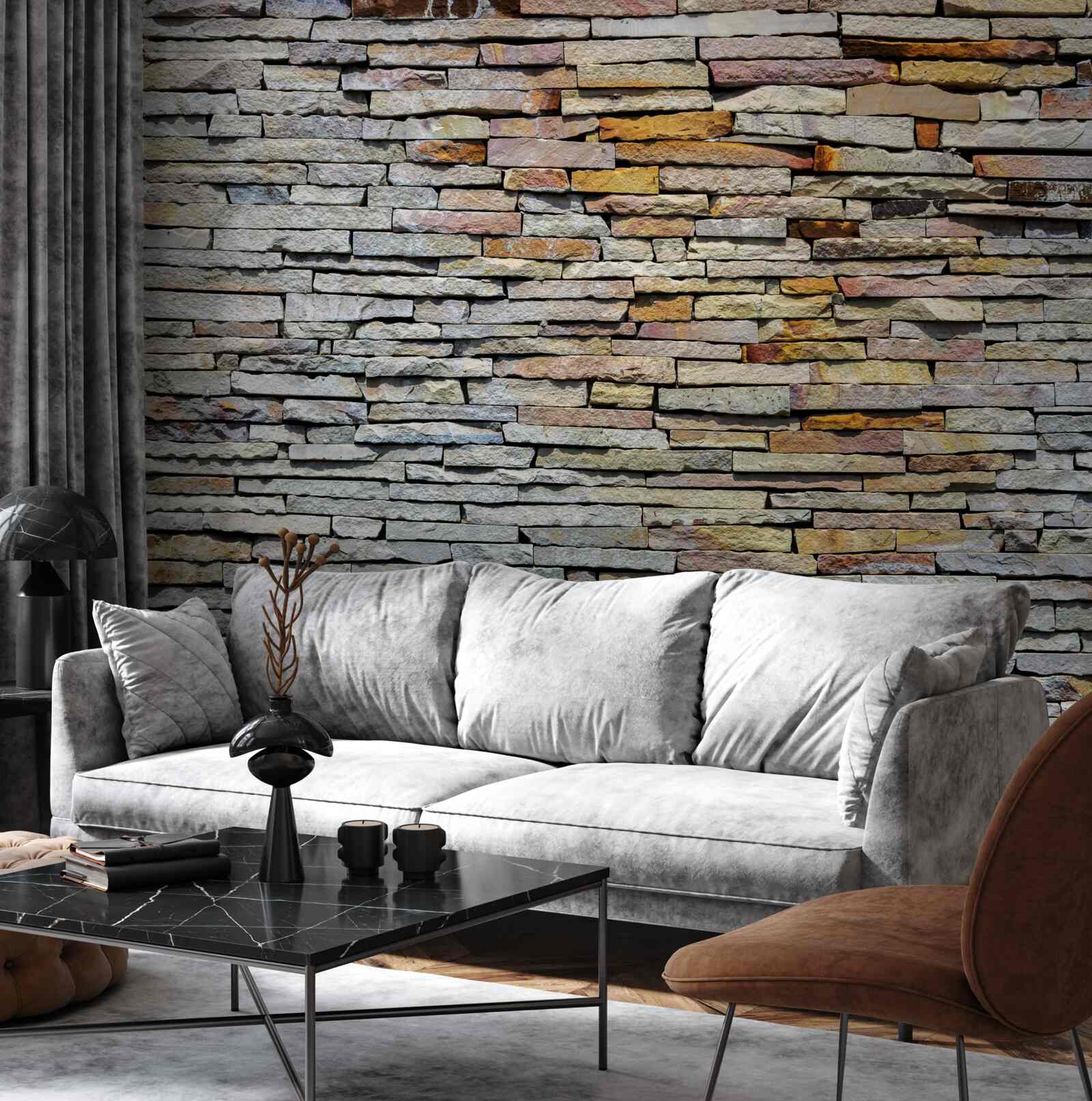 Фотошпалери Стіна покрита кам'яними смугами