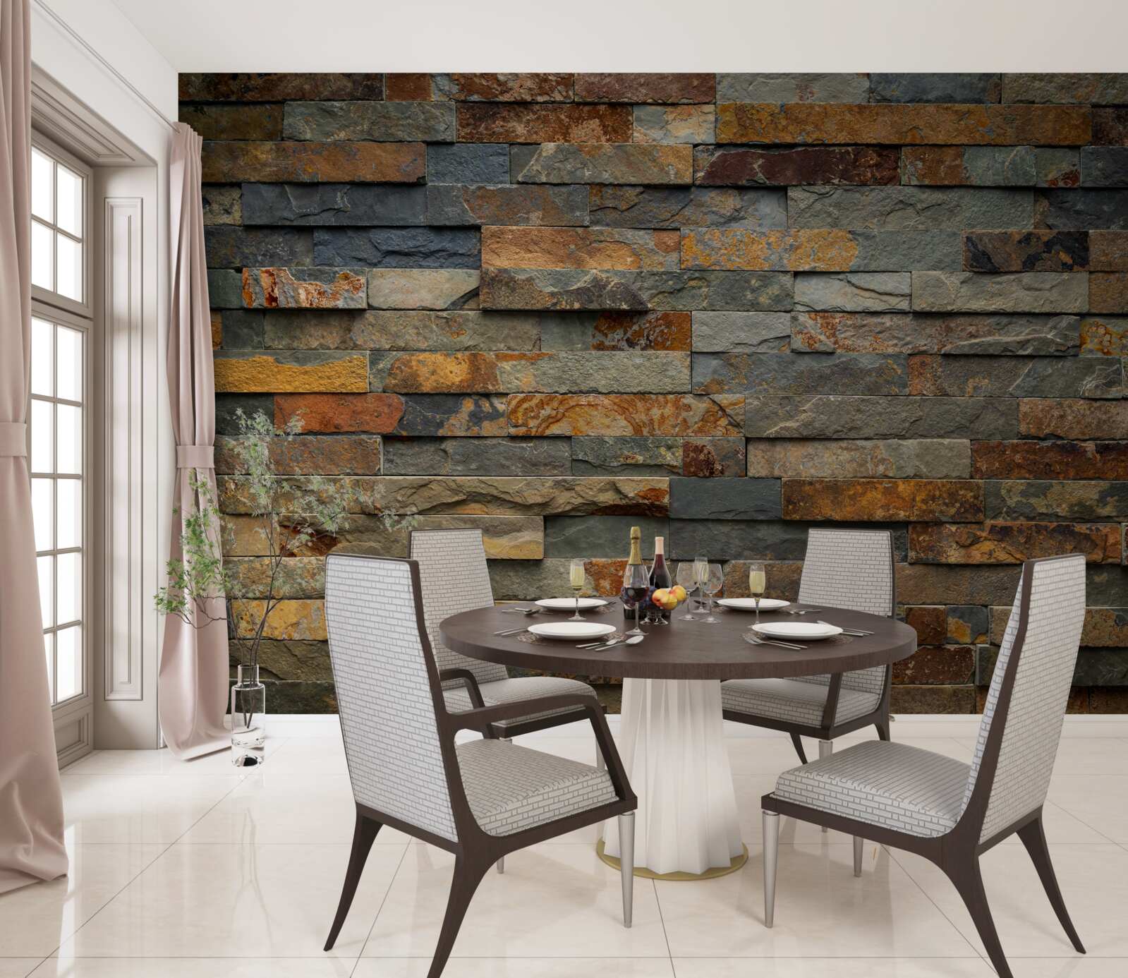 Фотошпалери стіна з різнокольорового каменю